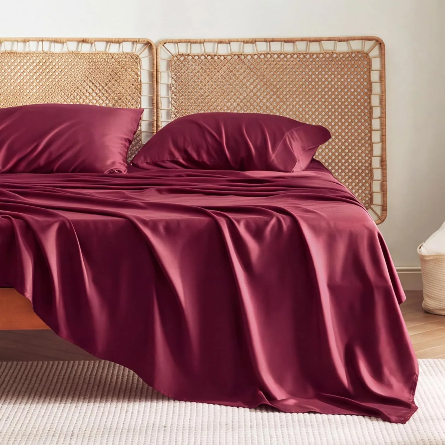Bedsure PureWoven 100% Rayon Derived from Bamboo, Full Size Sheets, 4 PCS