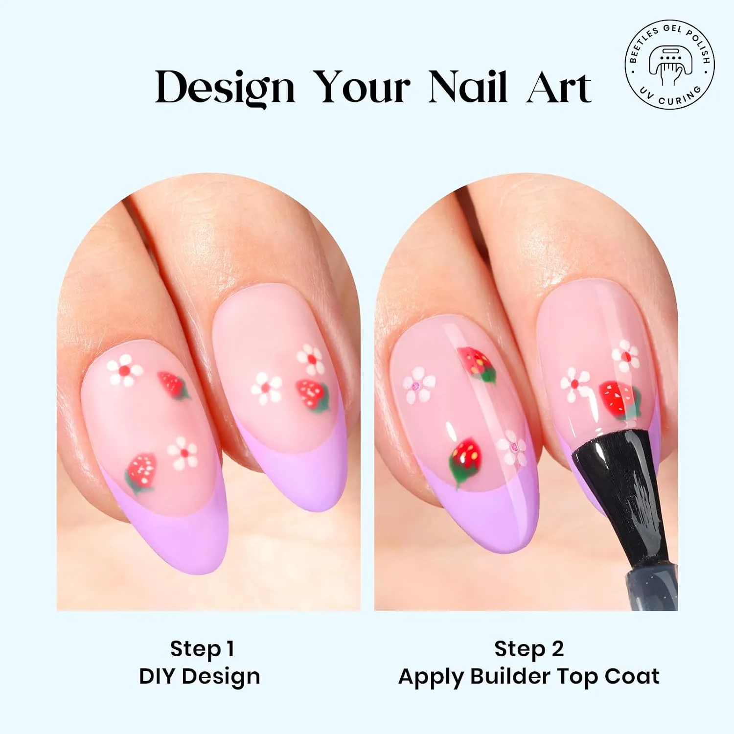 Beetles Press On Nails Kit - Medium Almond French Tip Nails Kit, 224 Pcs