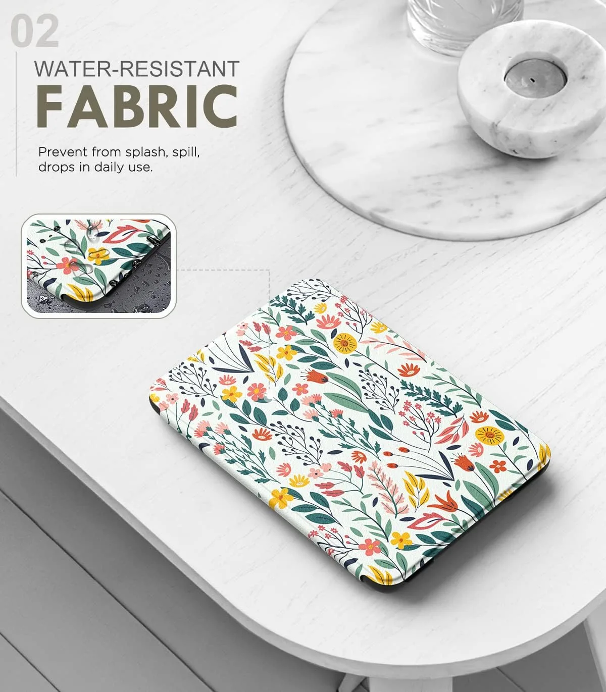 MoKo Case for 6" Amazon Kindle Basic 11th Gen 2024/2022, Flowers