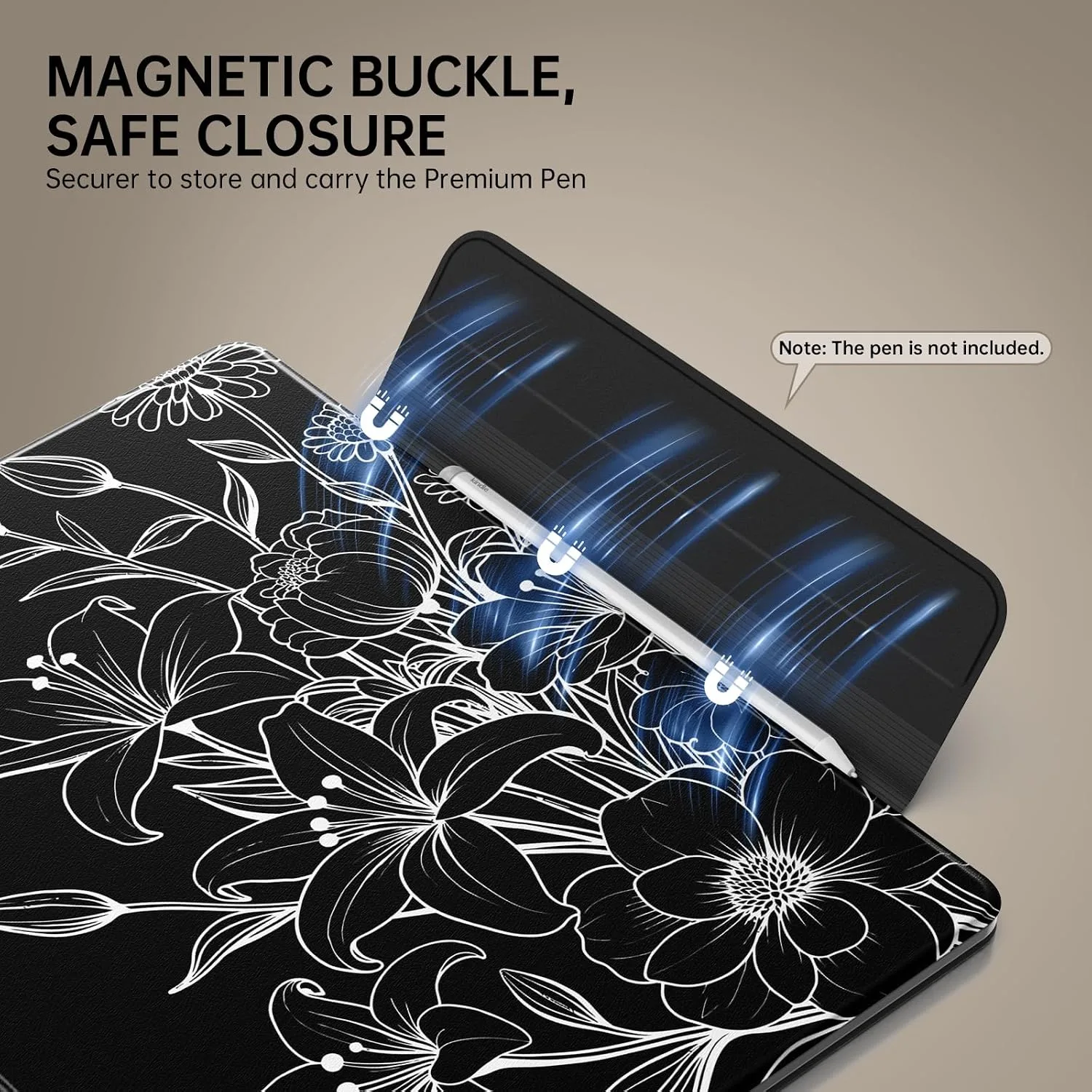 MoKo Magnetic Case for 11" Kindle Scribe 3rd & Colorsoft 1st, Line Flower