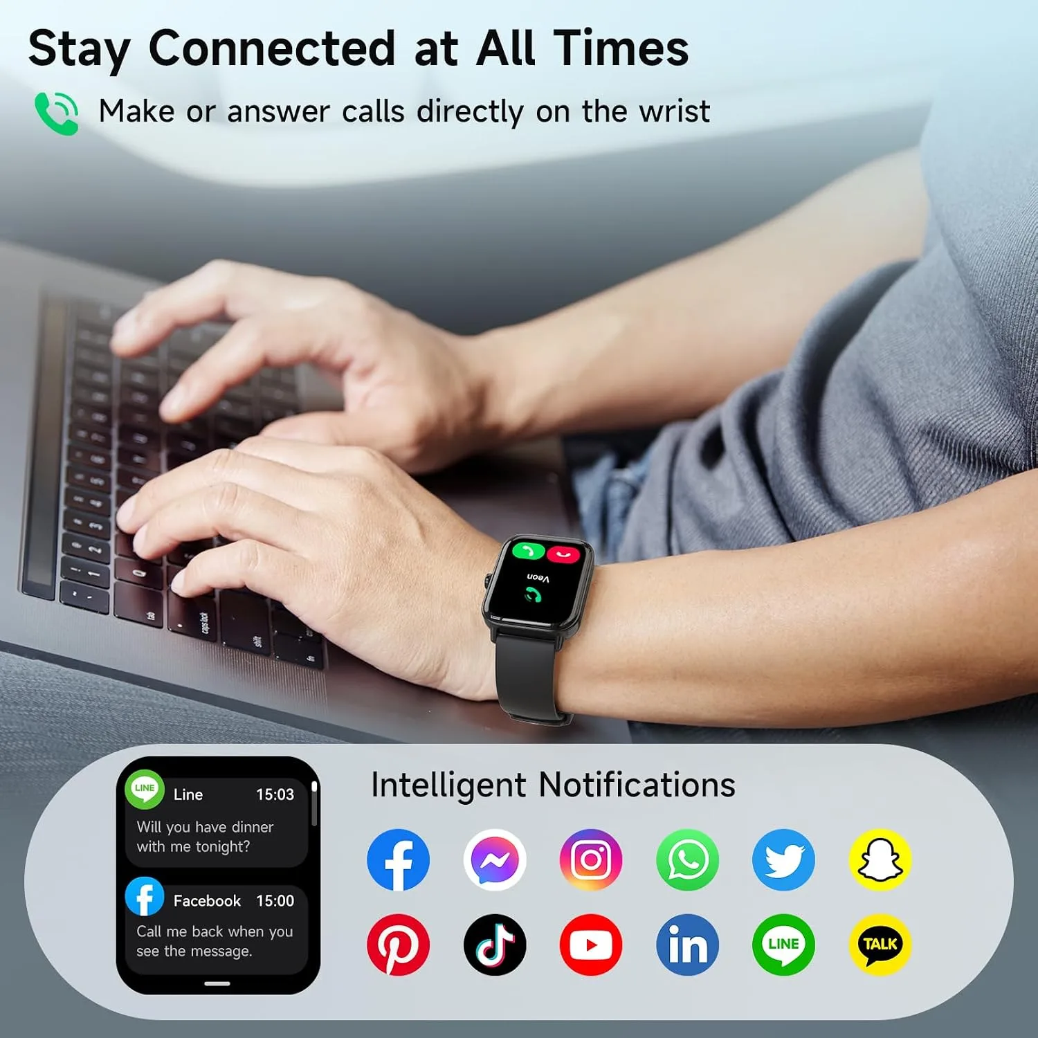Smart Watches for Men Women, Alexa Built-in, 1.8" Smartwatch with Heart Rate/SpO2/Sleep/Stress, IP68 Waterproof Fitness Tracker with Bluetooth Call (Answer/Make), 101+ Sports Modes, for Android iPhone