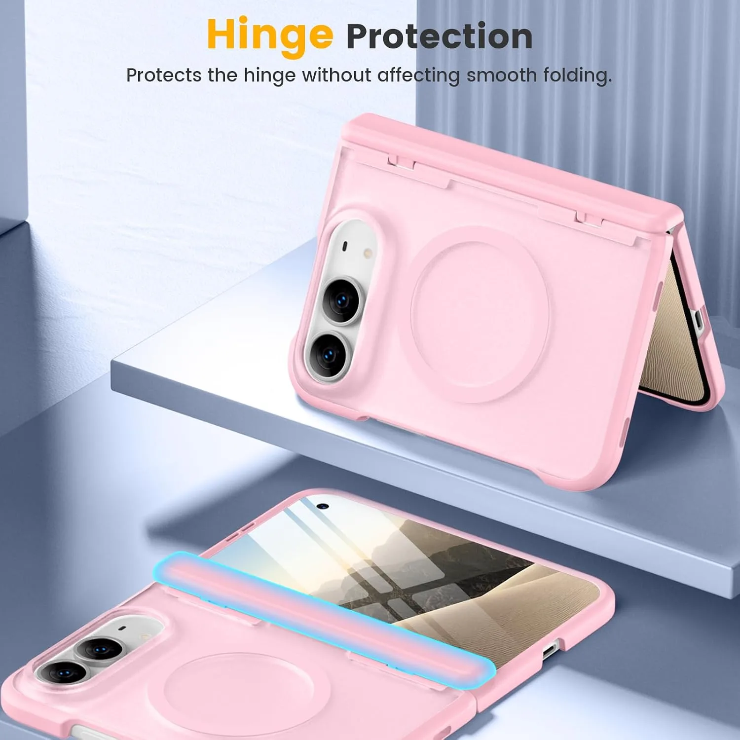 Magnetic for iPhone Duo Case with Hinge Protection, Fit for MagSafe Pink