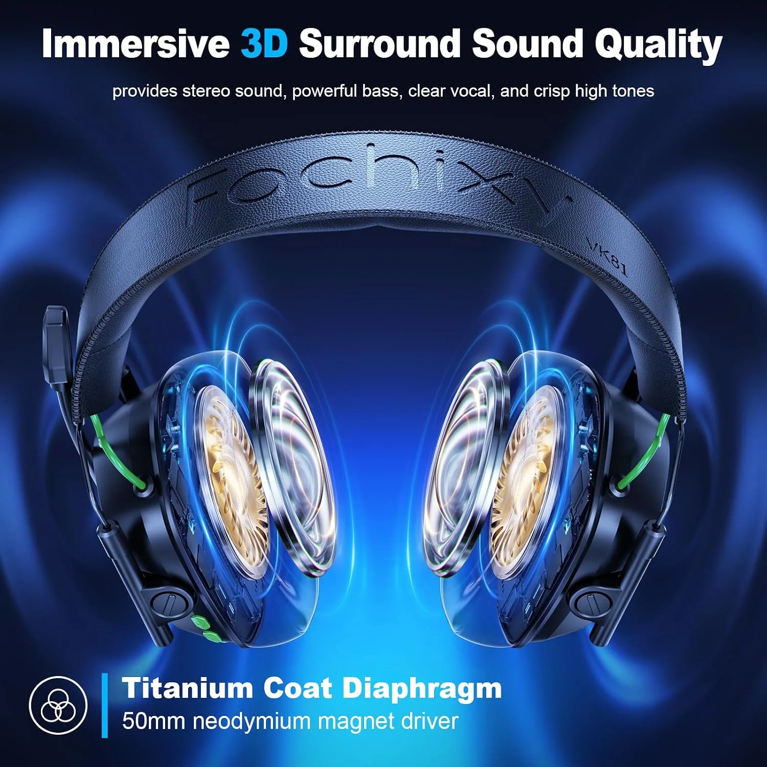 Wireless Gaming Headset for PS5, PS4, PC, Switch, 20ms Low Latency with Mic
