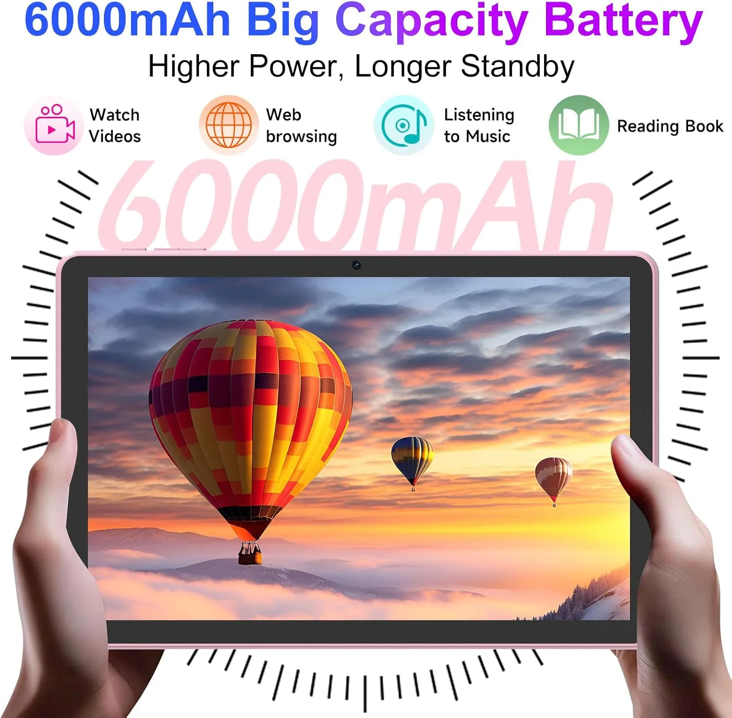 DIGITHINK 128GB Tablet PC 10 inch Android 16.0, Android Tablets, DDR4 4GB RAM+16GB Extend 20GB ROM 2MP+8MP Dual Camera, 2.4G+5G WiFi, Bluetooth 1TB Expand 10 in IPS Tab(Pink)