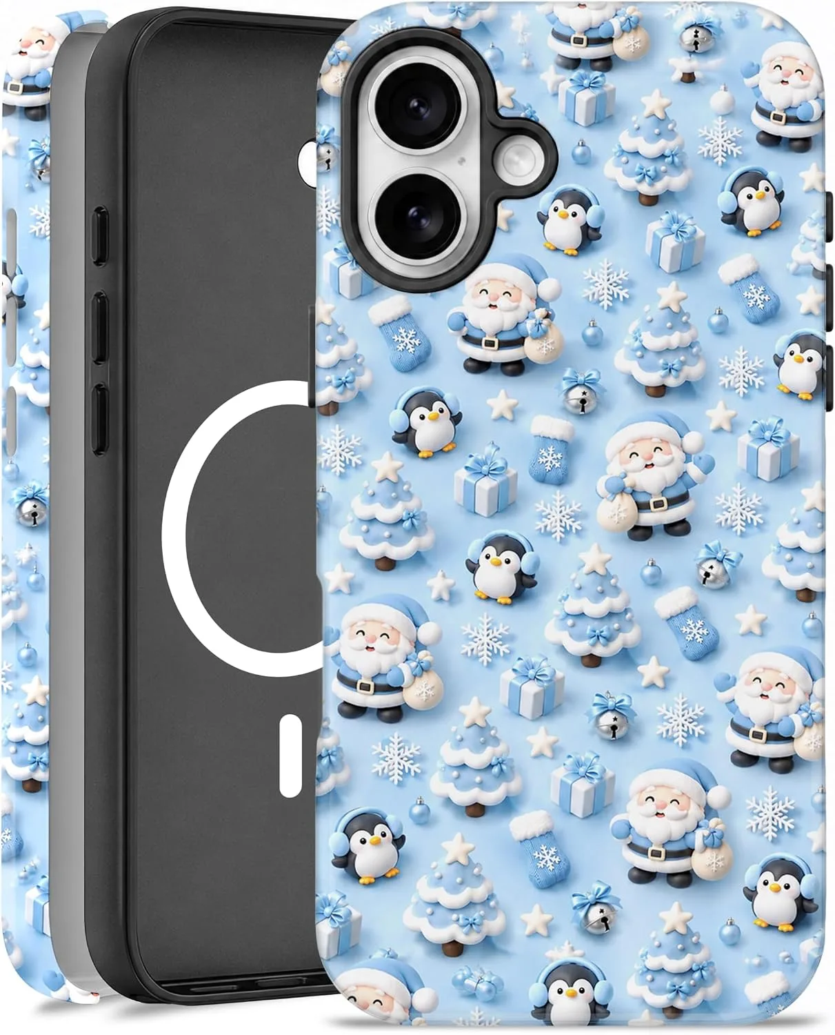 Magnetic for iPhone 16 Plus Baby Blue Phone Case, Cute Christmas