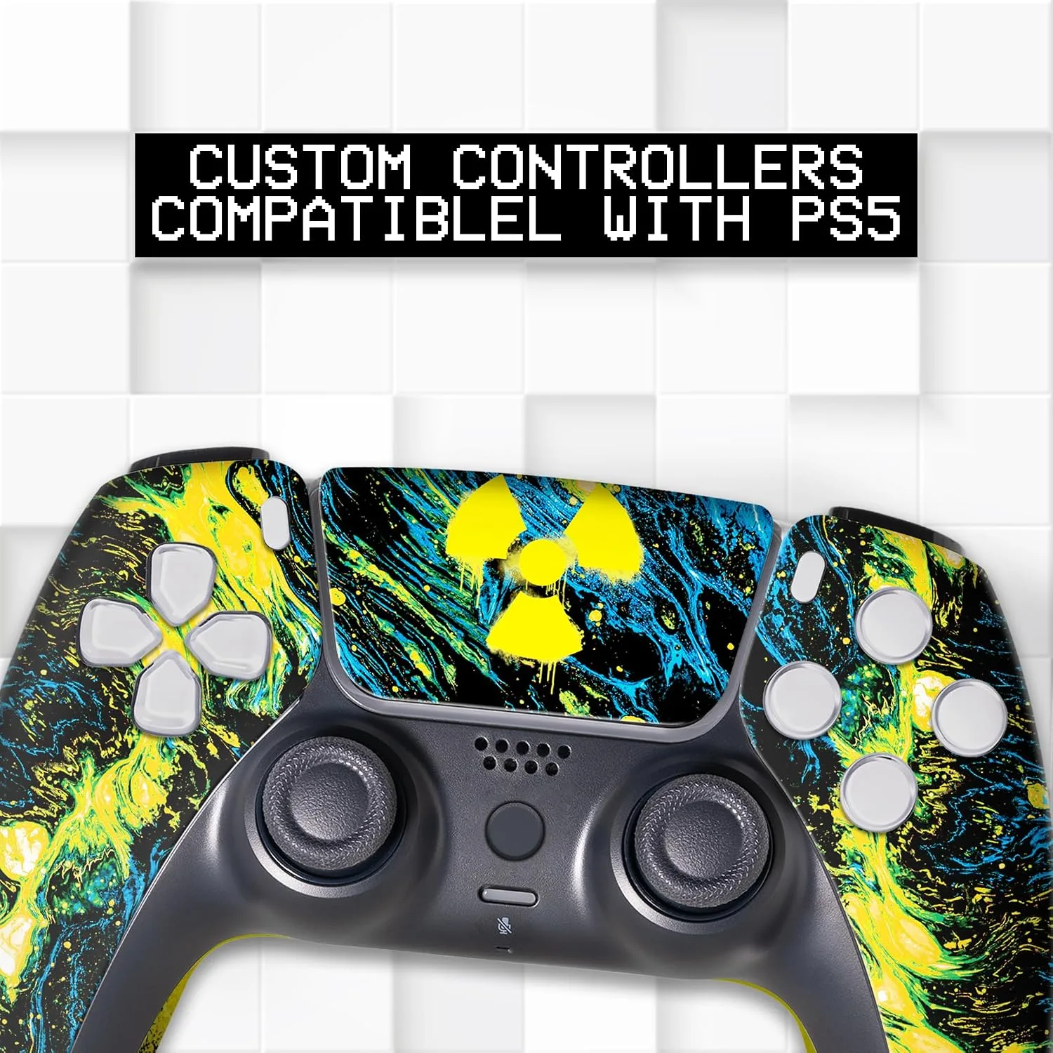 Radioactiive Custom PS-5 Controller Wireless compatible with Play-Station 5 Console by BCB Controllers | Proudly Customized in USA with Permanent HYDRODIP Printing(NOT JUST A SKIN)(MODDED)