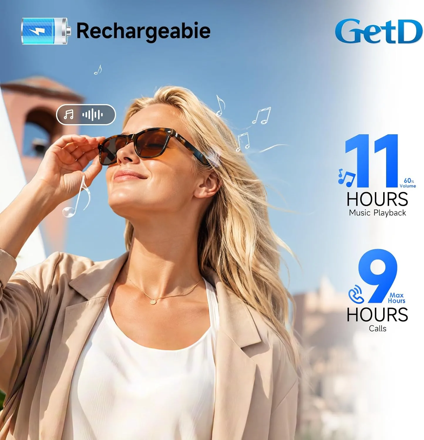 GetD AI Glasses, Smart Glasses Powered by ChatGPT, Real-Time AI Translation