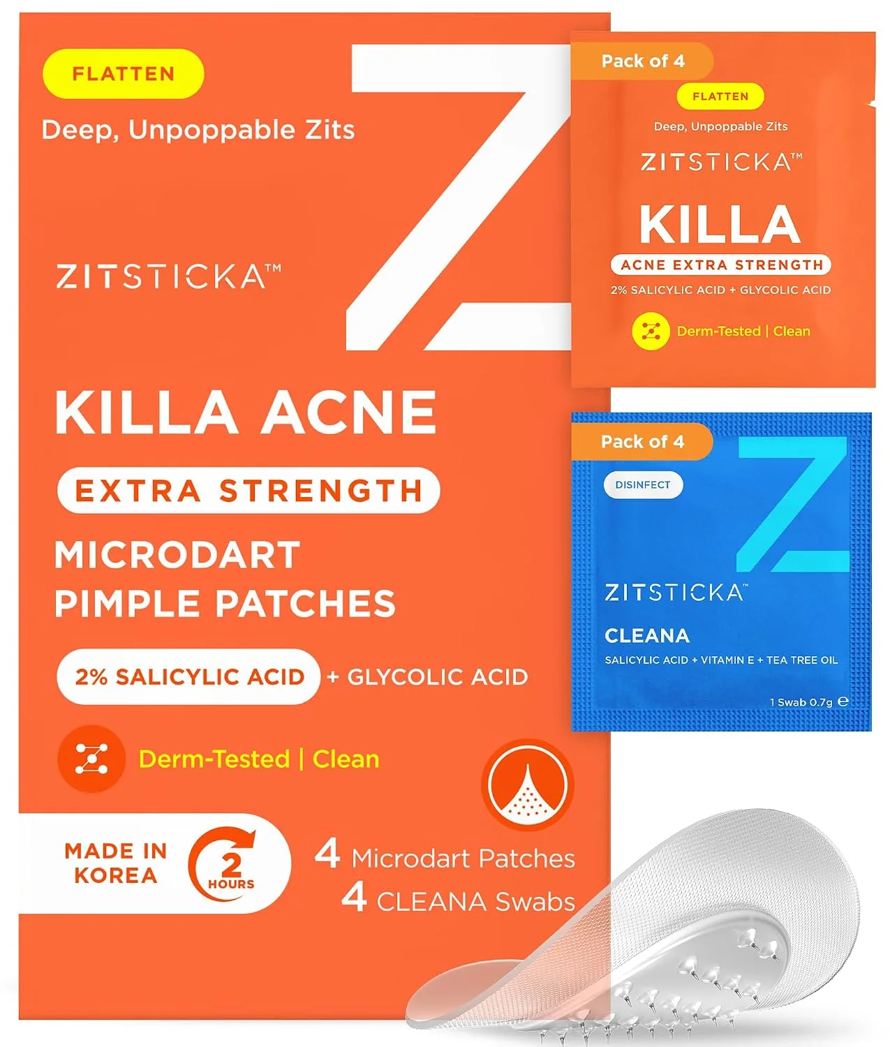 ZitSticka Killa Acne Extra Strength Microdart Pimple Patches For Face, 4 Ct