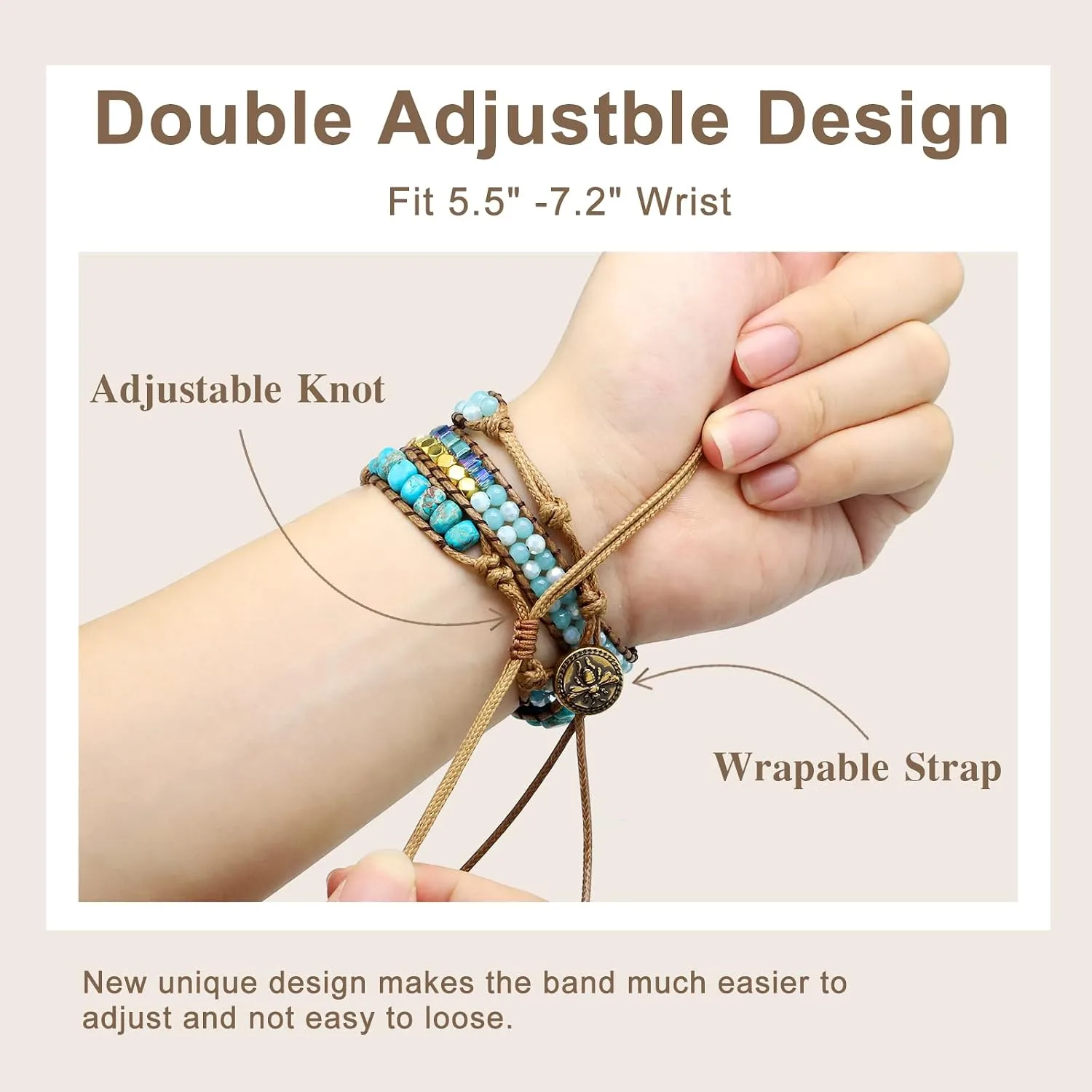 JR.DM Boho Beaded Handmade Braided Bracelet Band Women 20mm Compatible with Samsung Galaxy Watch 7/6/5/4/Active 2/4 Classic/6 Classic/5 Pro/FE 40mm 42mm 43mm 44mm 45mm 46mm 47mm