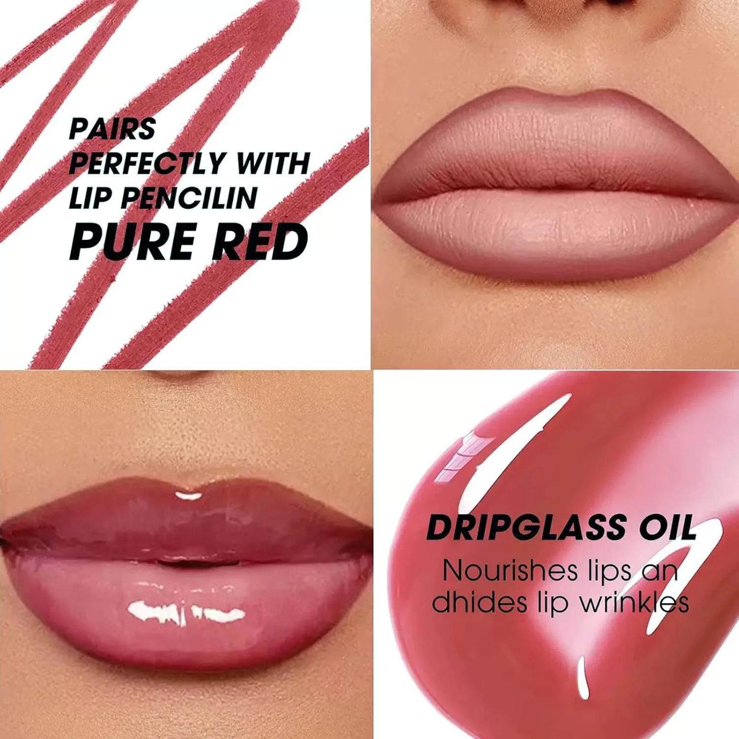 Lip Liner And Drip Gloss Lip Oil Set, 6 Shades Creamy Lip Makeup Kit For Beginner Long Lasting Dewy Lip Look (12#)
