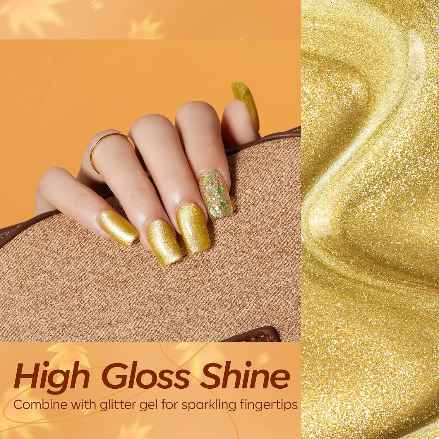 modelones Cat Eye Gel Nail Polish Set Jelly 6Colors Green Orange Yellow