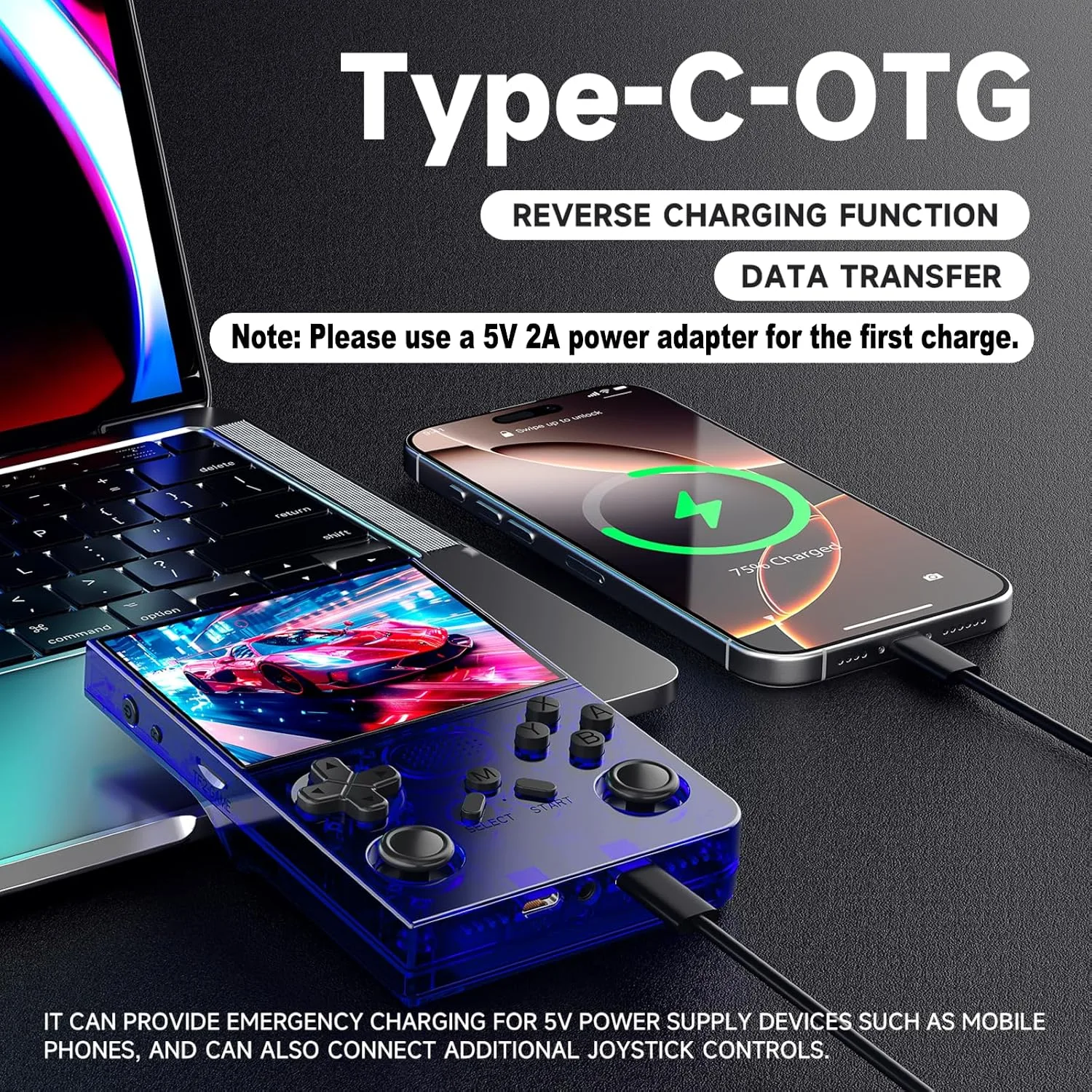 R40 Retro Handheld Game Console - Open Source System,3.5" IPS Screen, 18,000+ Classic Games, 128G TF Card, 3000mAh Battery, Portable Gaming Player for Travel, Blue