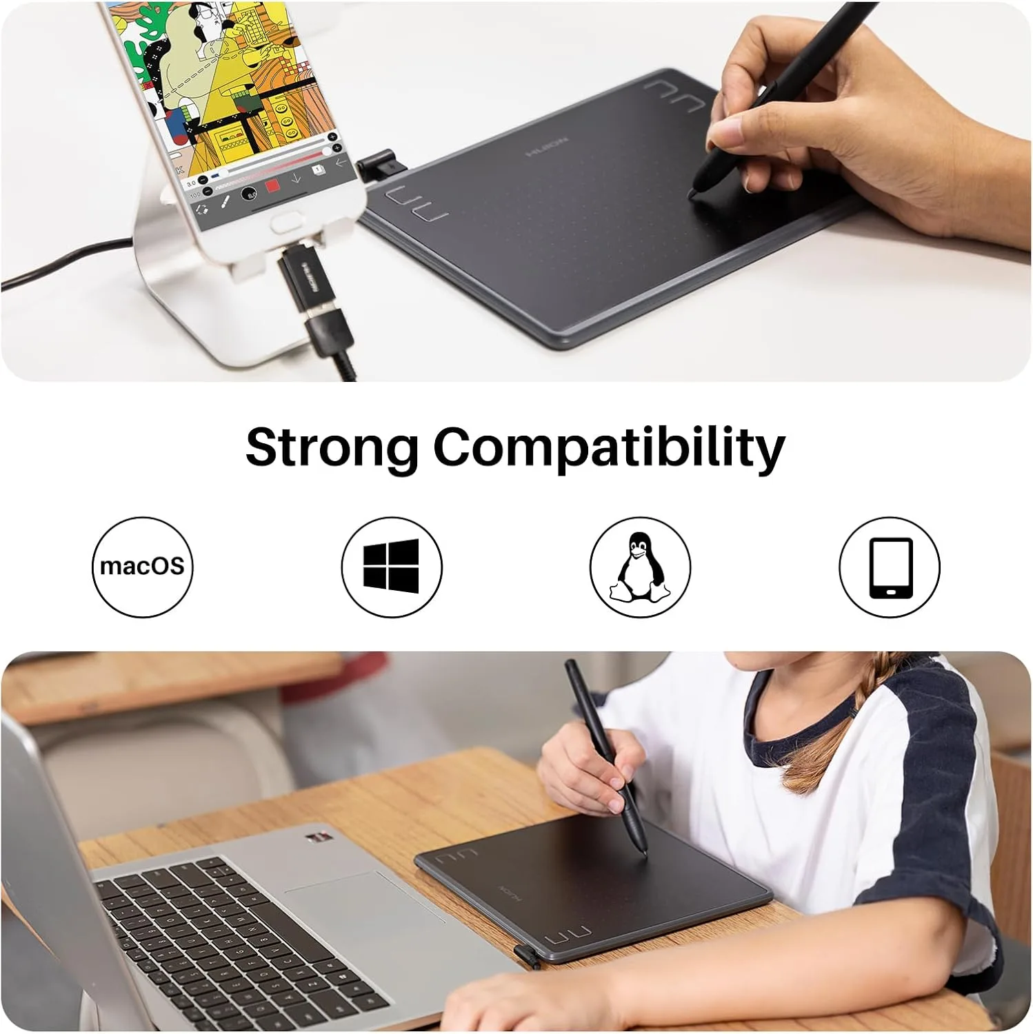 HUION Drawing Tablet Inspiroy H430P Graphic Tablet with 4 Hot Keys for OSU