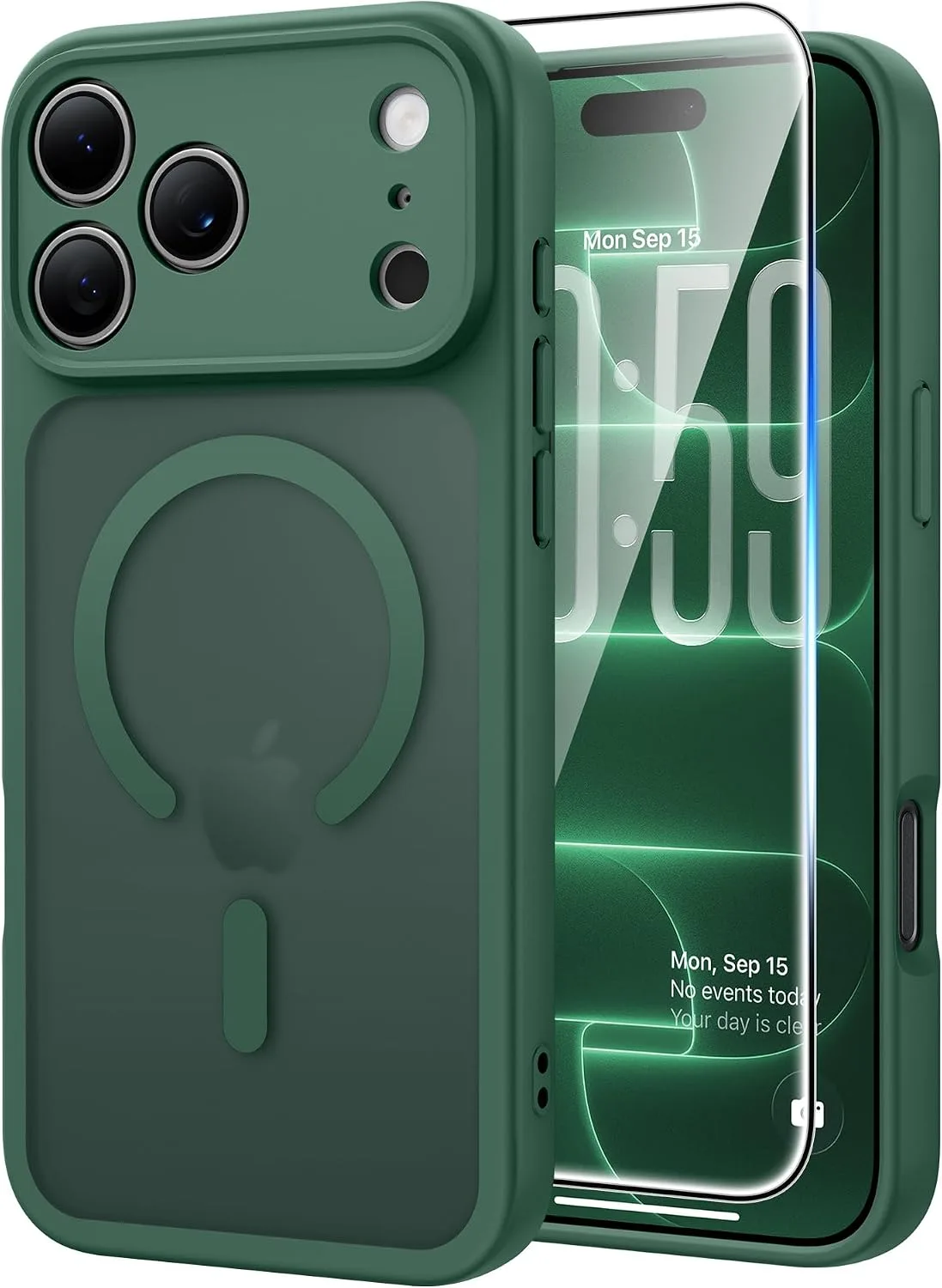FNTCASE for iPhone 18 Pro Max / 17 Pro Max Case Fit for MagSafe Green