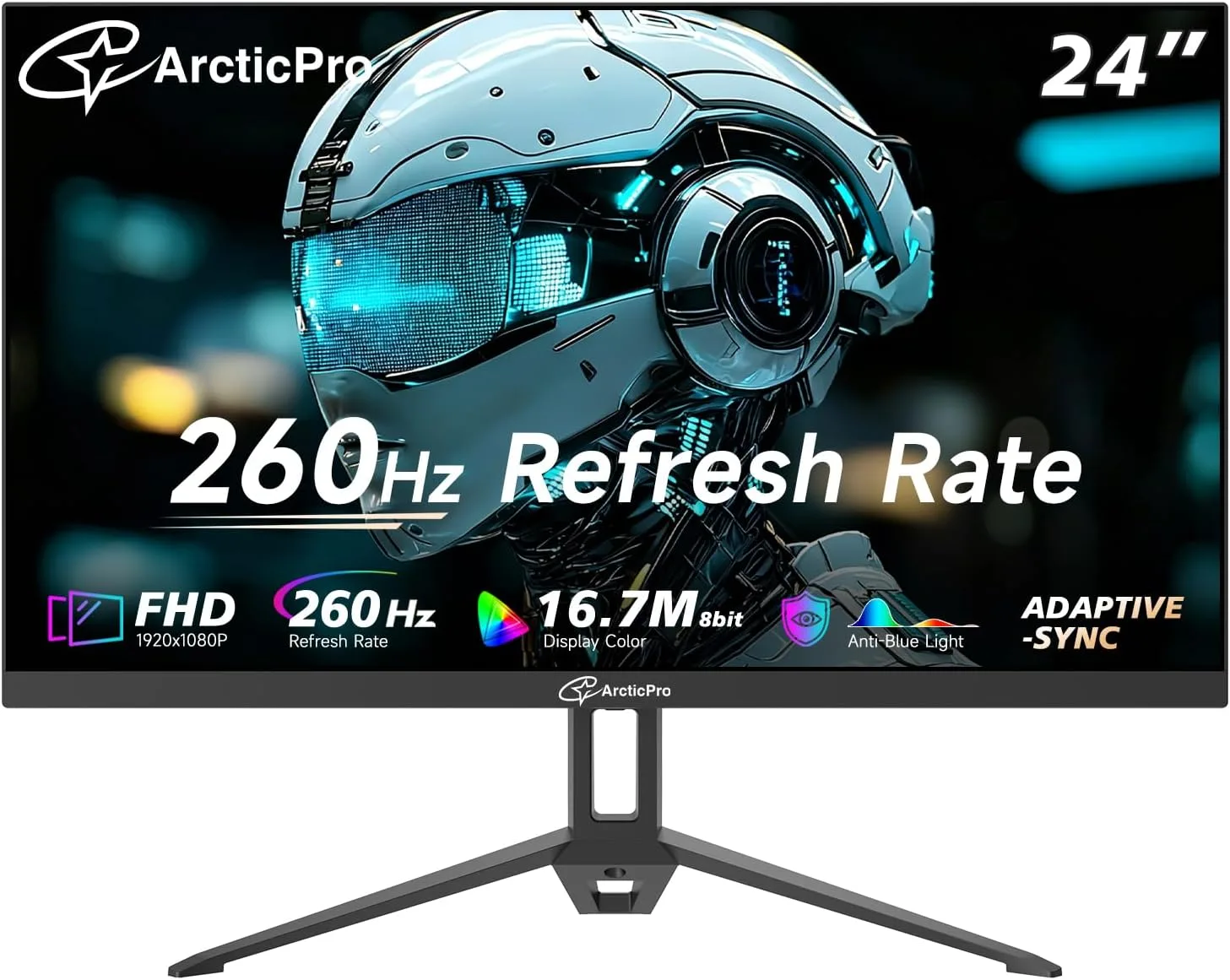 ArcticPro 24" 260Hz 240Hz Gaming Monitor, 1080p Monitor, Adaptive Sync
