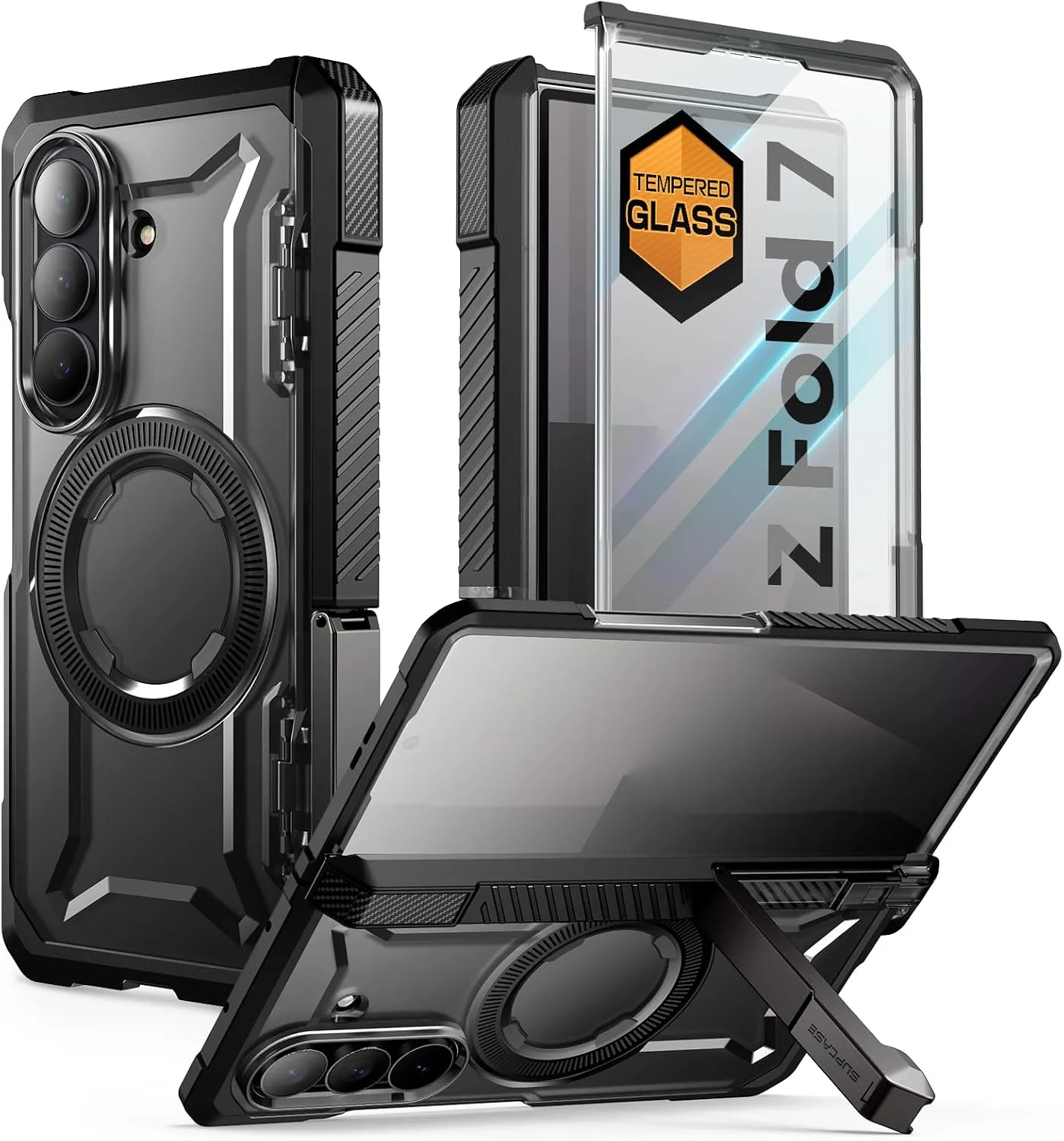 SUPCASE for Samsung Galaxy Z Fold 7 Case with Kickstand, Black