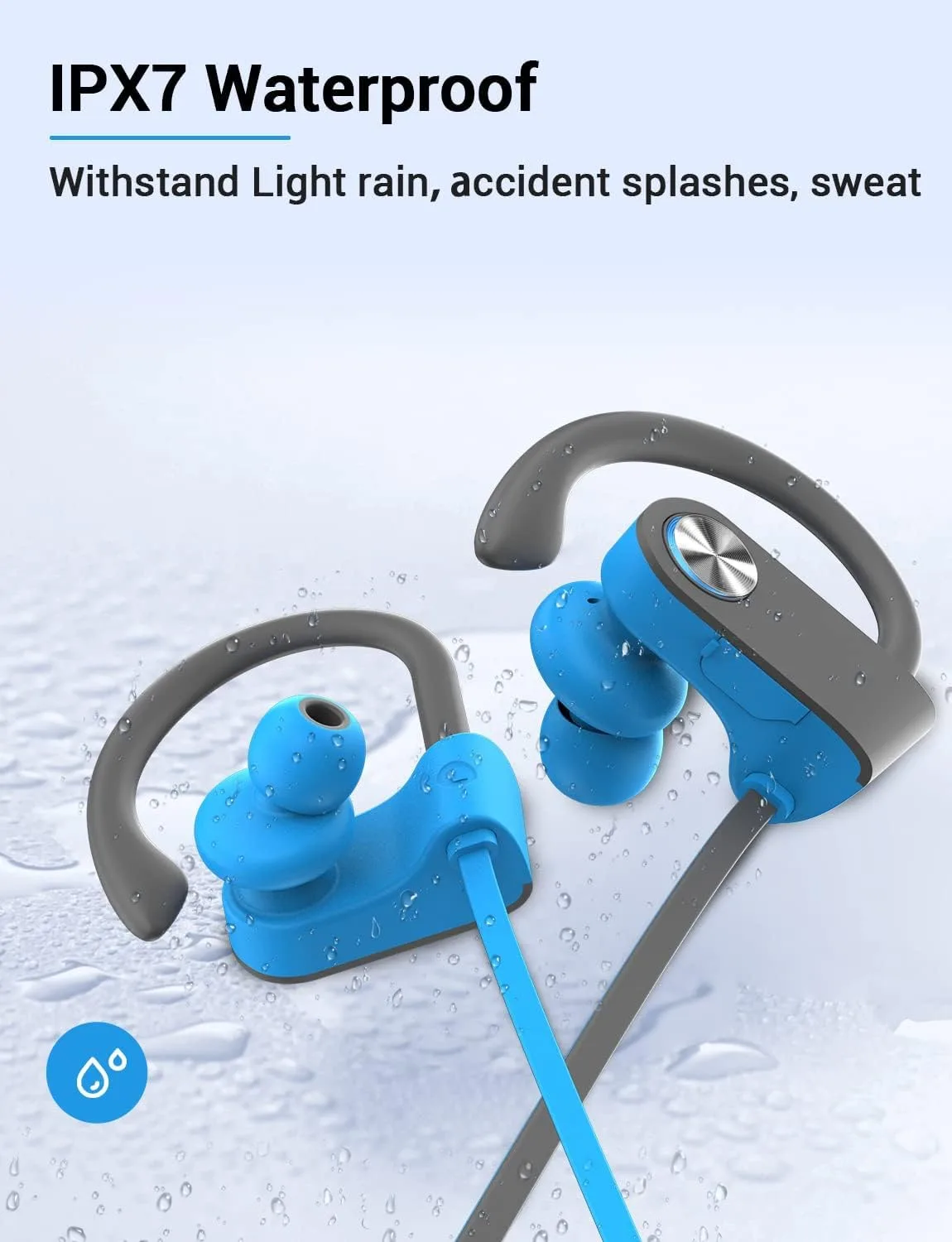 Bluetooth 5.3 Headphones, Wireless Sports In-Ear Earbuds IPX7 Waterproof