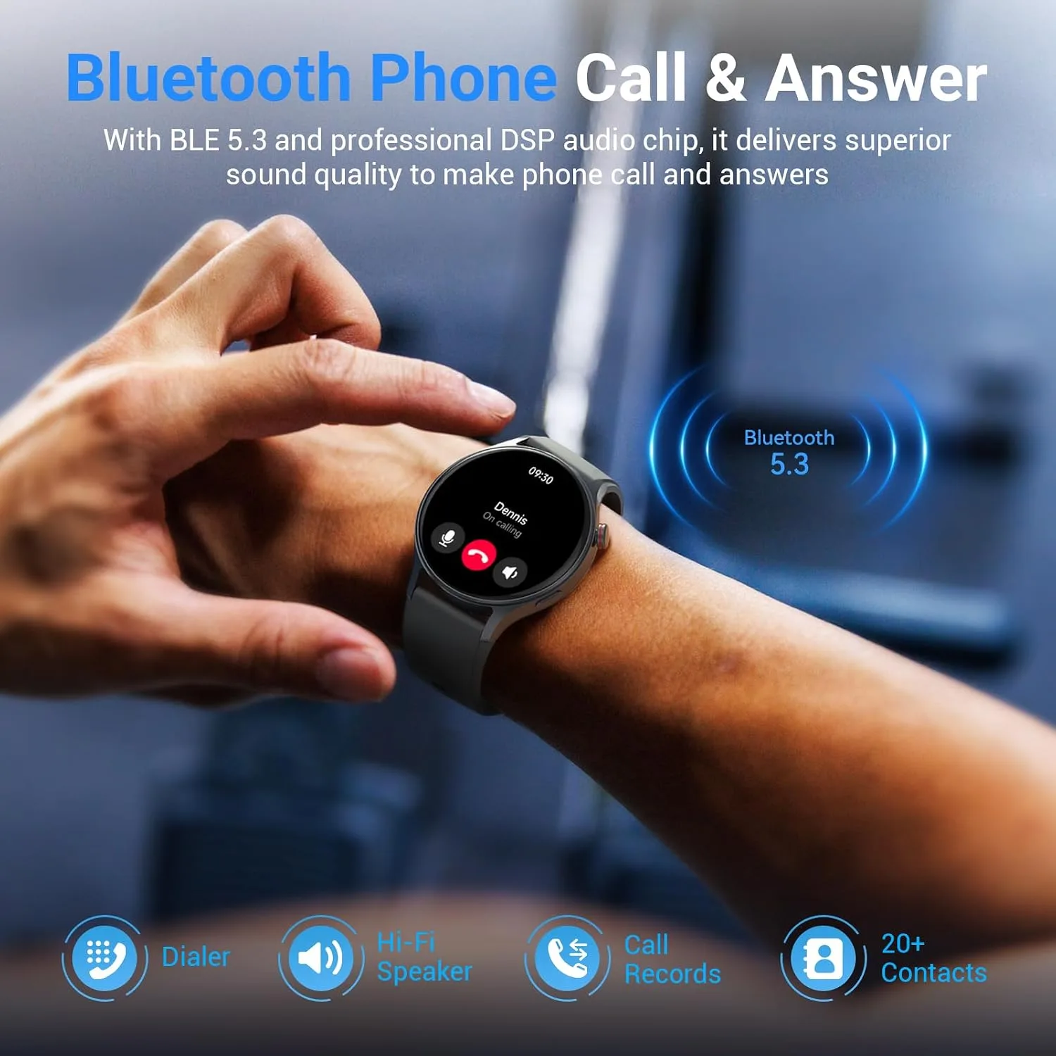 Fitpolo Smart Watch for Men Women,1.3" AMOLED Fitness Tracker (Black)