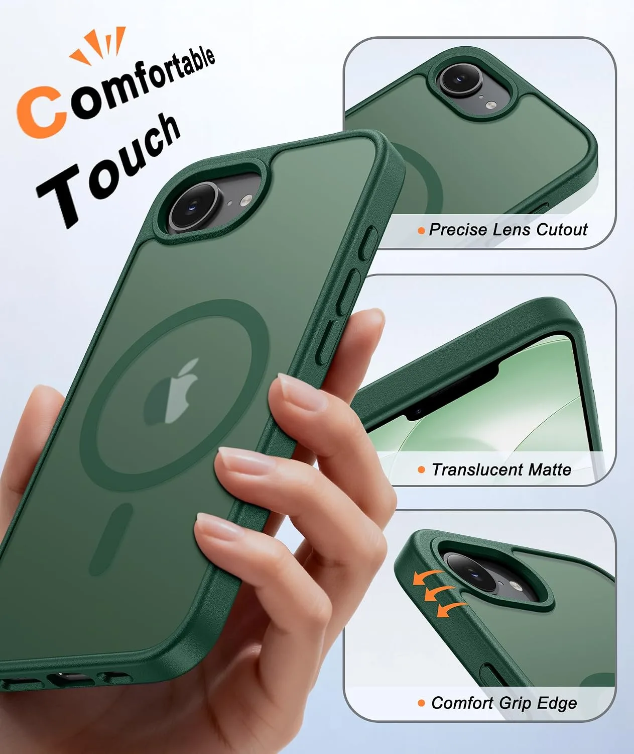 FNTCASE for iPhone 17e / 16e Case Fit for MagSafe Green