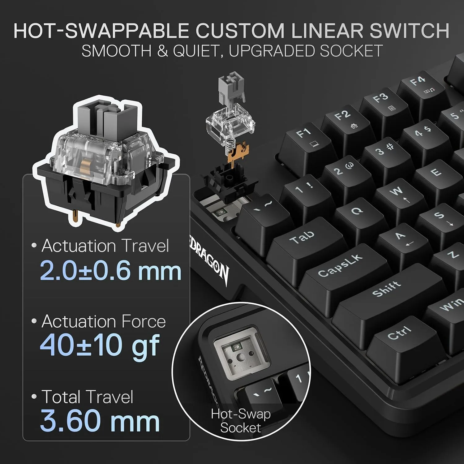 Redragon K745 Wired 108-Key Gasket RGB Gaming Keyboard, 4 Extra Hotkeys