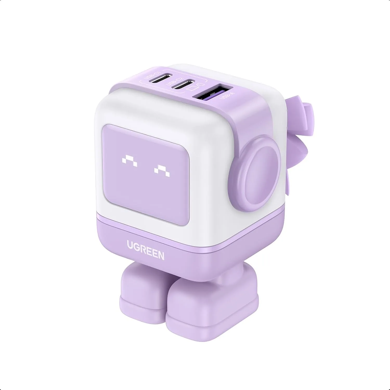 UGREEN Uno 65W 3-Port USB C Charger, GaN Fast Charging Block, Purple