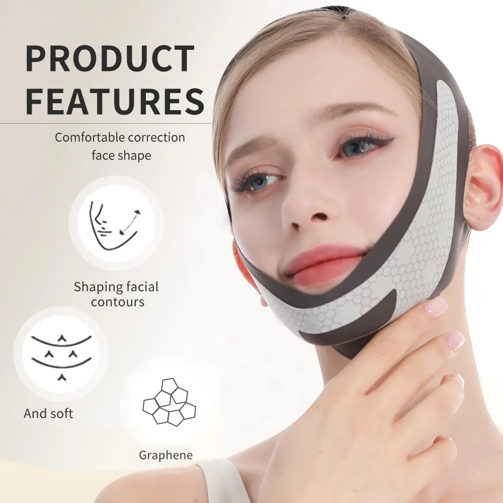 Shaper Chin Strap for Sleeping, Graphene V-Line Face Lifting Mask, Black