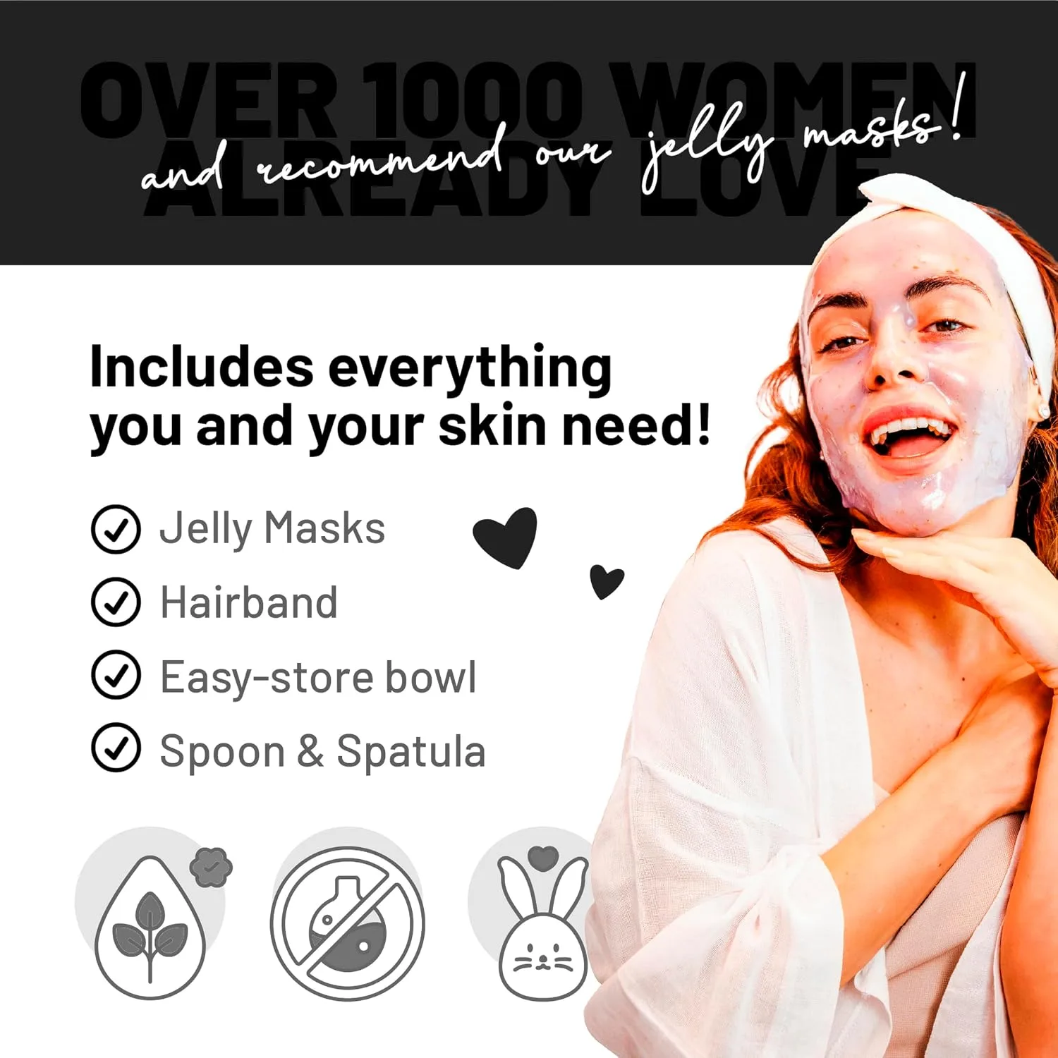 BRÜUN Jelly Mask Jar Black Gold Salicylic AC BHA Peel-Off Face Care Rubber Mask | 23 fl oz Skin Care Moisturizing Gel Mask Jar Spa Set