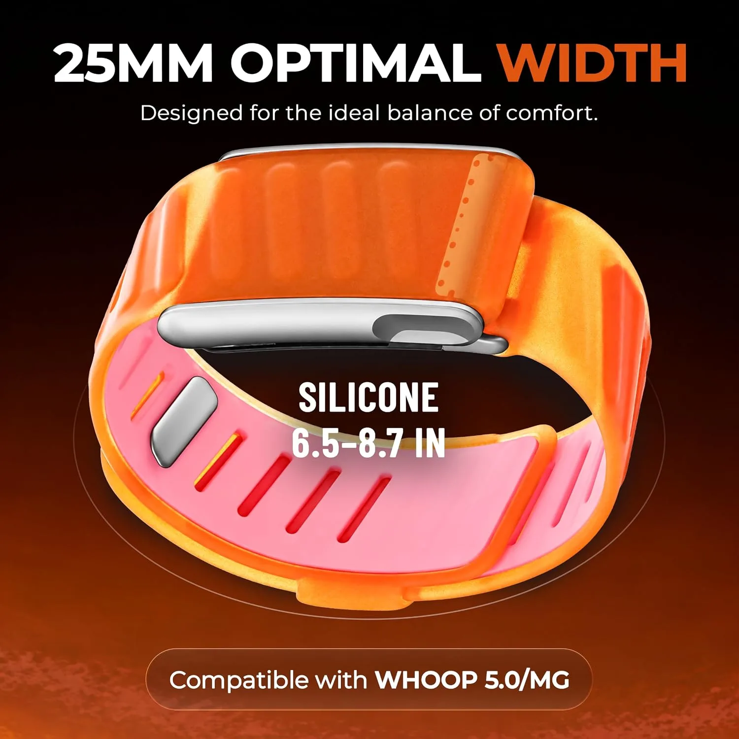 DADO Silicone Sport Replacement Band Compatible with WHOOP 5.0, One, Peak, and Life Fitness Tracker – Breathable, Durable & Comfortable | Not for Whoop Gen 4