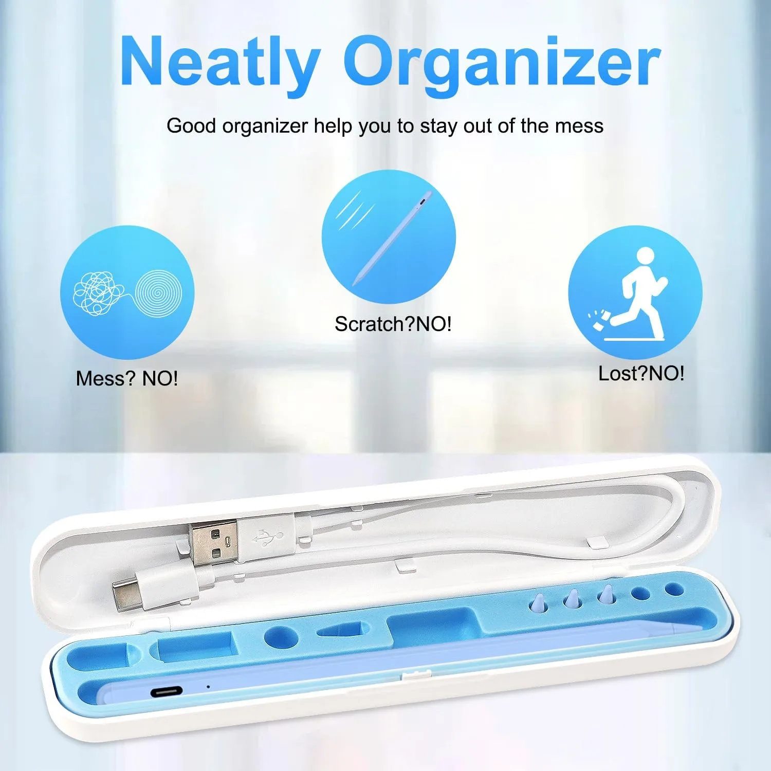 BLEBLE Stylus Pen for iPad 2018-2026, Fast Charge Apple iPad Pencil-Blue