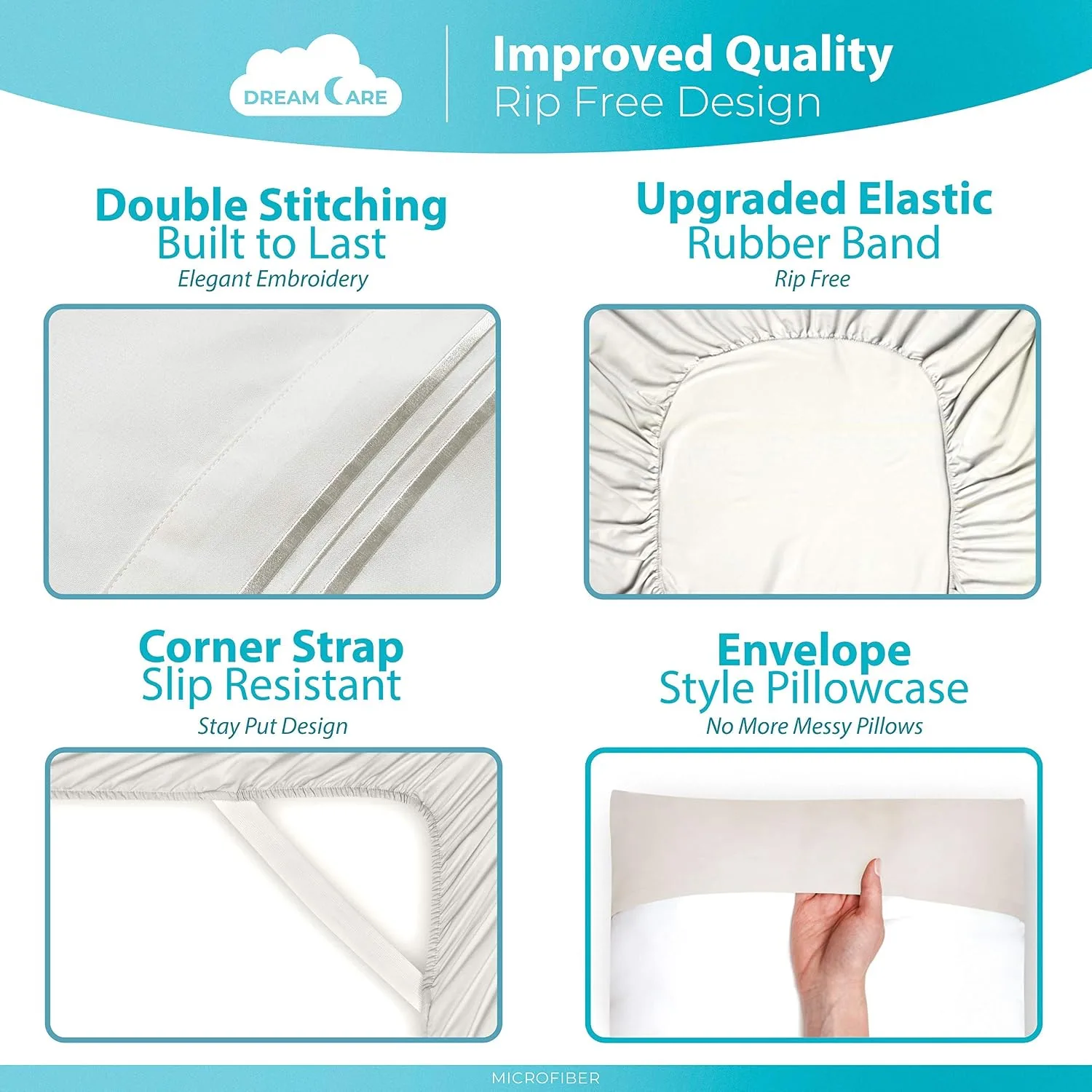 DREAMCARE King Size Sheets Set - 6 pcs Breathable Cooling Sheets King Size