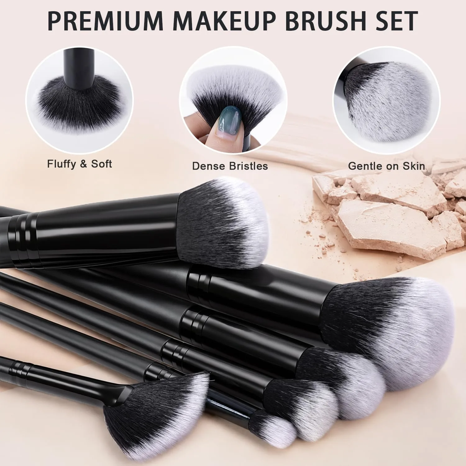 HGHDBT 36Pcs Black Makeup Brushes Set Professional Makeup Kit Multi-functional Makeup Tool Set with Facial Makeup Accessories, Foundation Makeup Brush Kit Eye and Face Make up Brushes & Tools