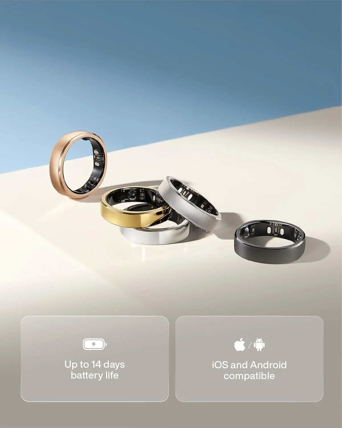 RingConn Gen 3 Smart Ring - Vascular Trends(Size 8, Royal Gold)