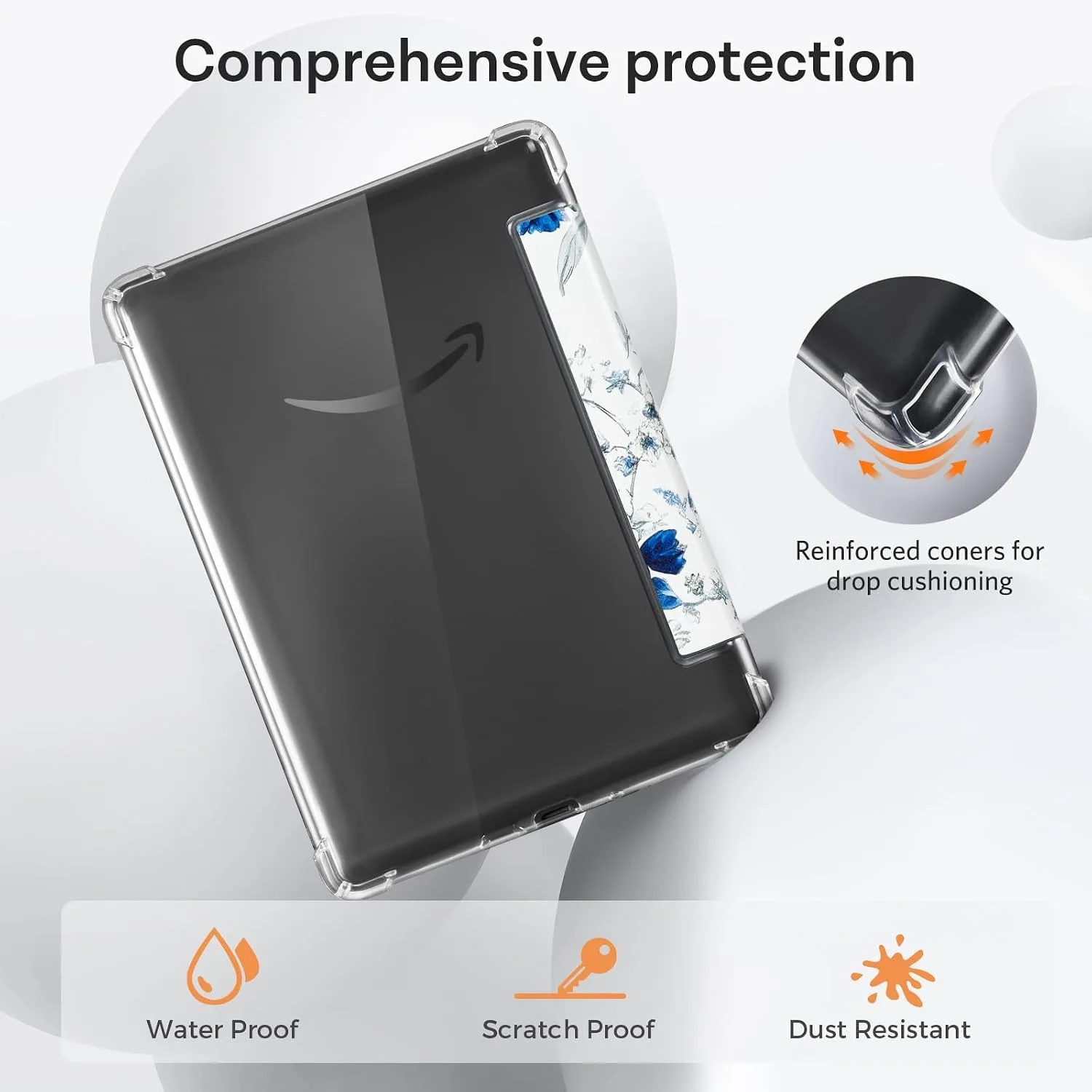 CoBak Case for 6 Inch e-Reader, Ultra Clear Soft Flexible TPU Back Cover Light Shell, with Auto Wake/Sleep, not Compatible Kobo Claro, Floral Harmony
