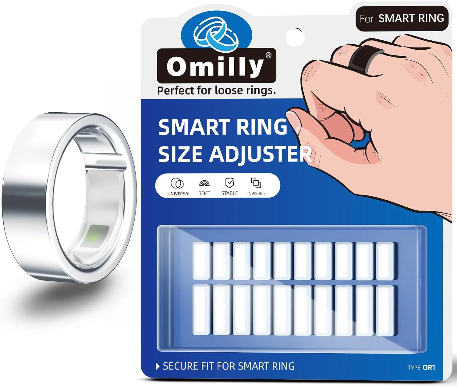 Ajustador de Talla para Anillos Inteligentes Omilly Transparente 120 piezas