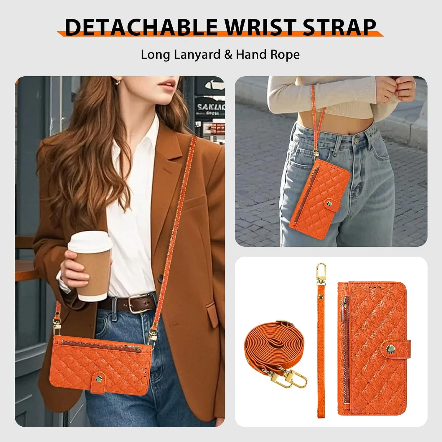 Wallet Phone Case Crafted for iPhone 16 Pro Orange