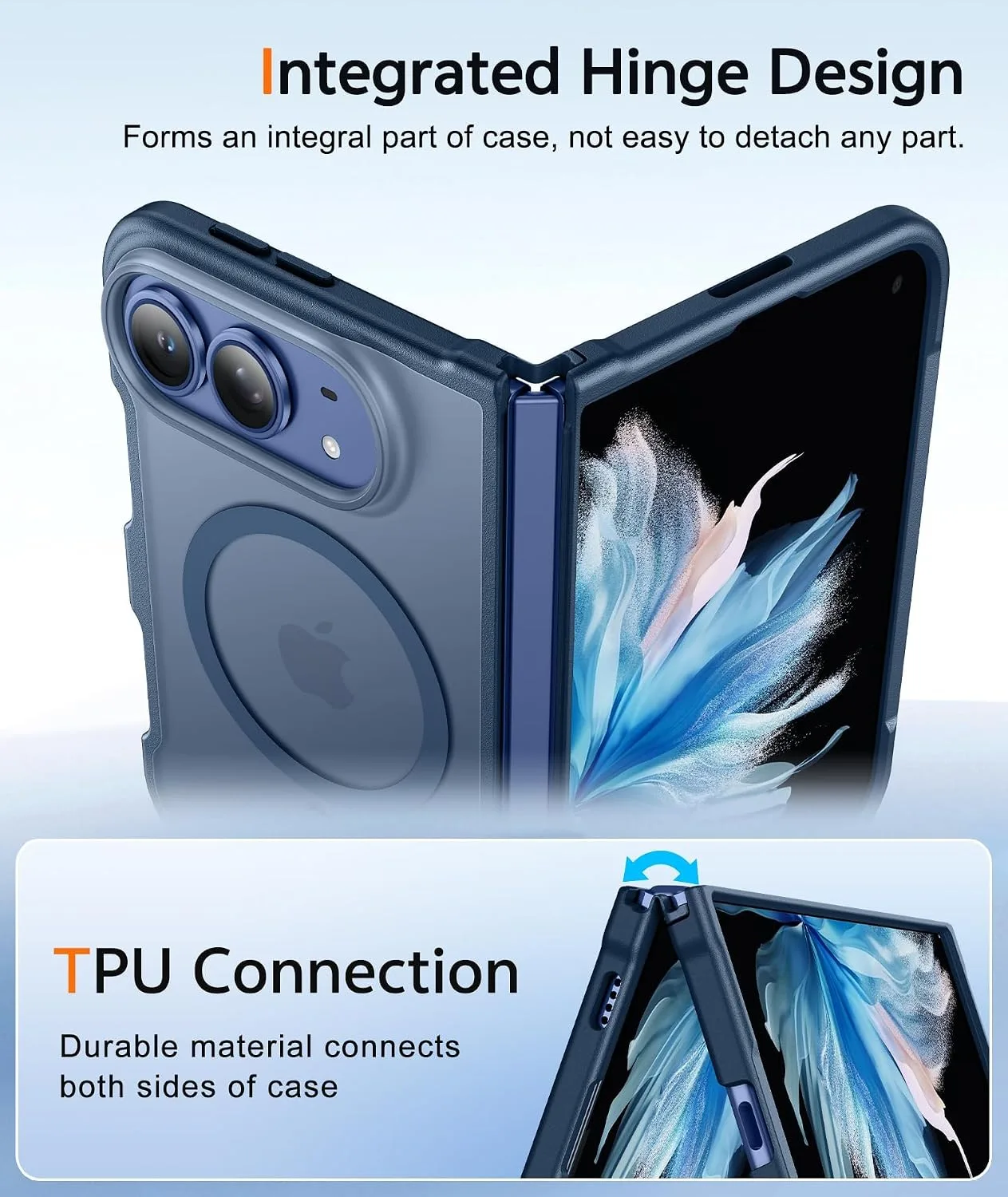 FNTCASE for iPhone Duo Case: Translucent Matte Fit for MagSafe Blue