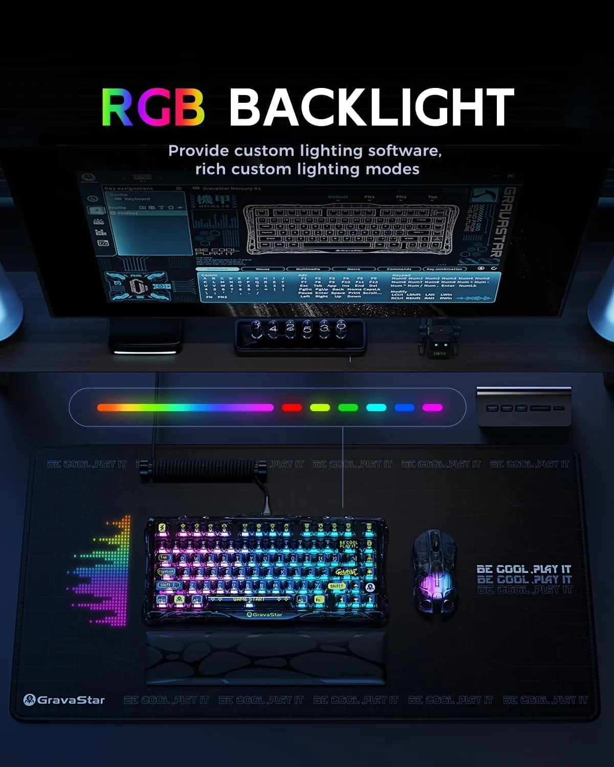 GravaStar Mercury K1 Lite 75% Wireless Mechanical Gaming Keyboard RGB