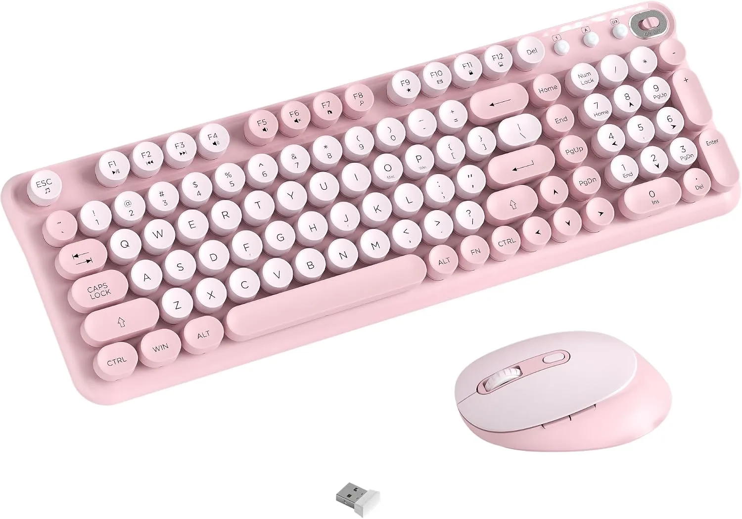 Colorful Wireless Keyboard and Mouse Combo (Pink)