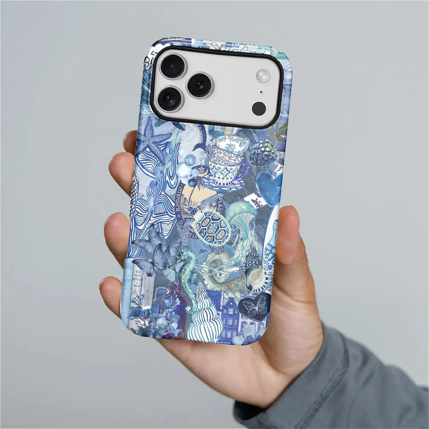 DAIZAG Case for iPhone 17 Pro Max,Mixed 2 Layer Design Shockproof Soft TPU Ddouble Protection Phone Case for iPhone 17 Pro Max-Blue Book Sea Life World