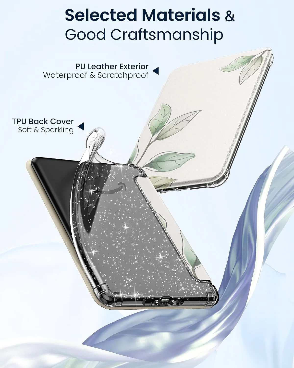 MoKo Case for 7" Kindle Paperwhite 12th Gen & Colorsoft 2024, Leaves