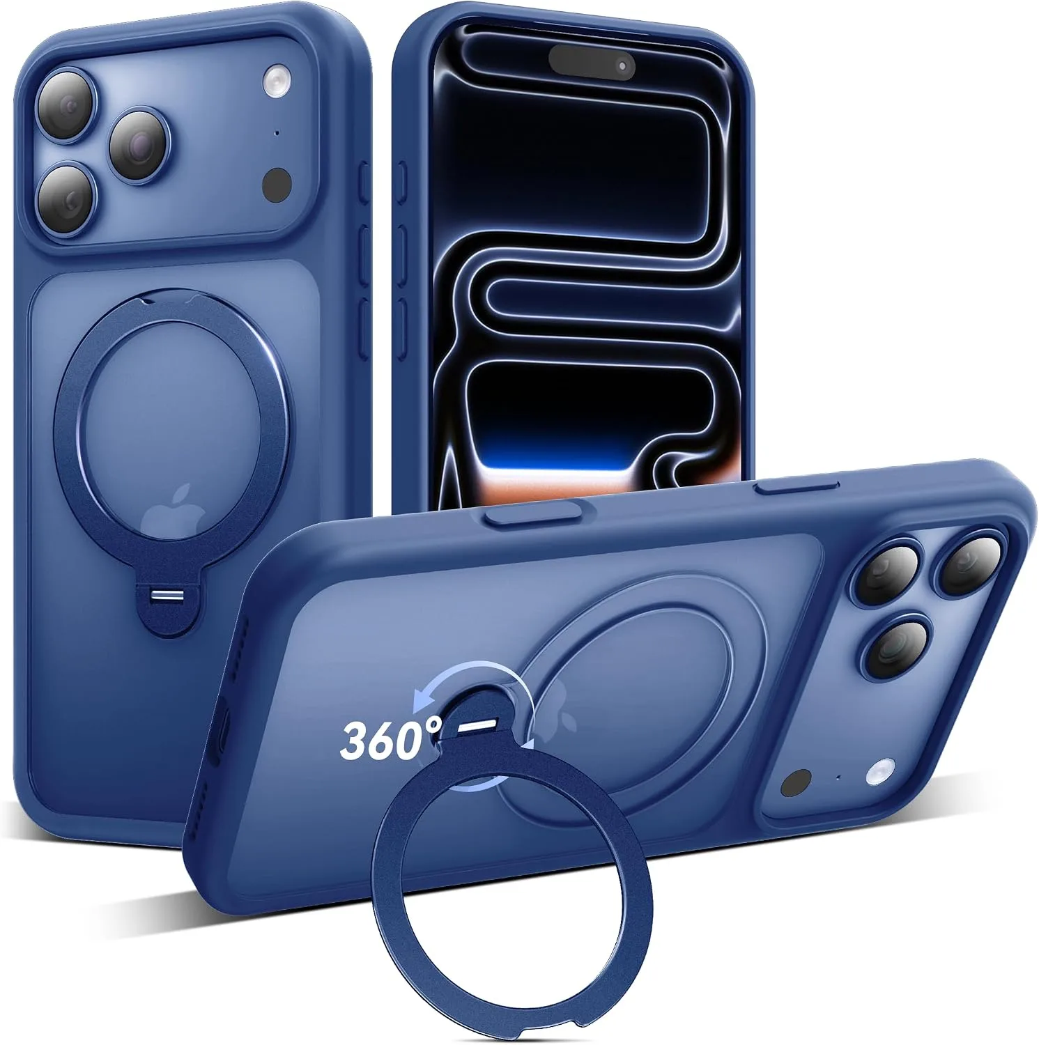Funda para iPhone 18 Pro Max Mkeke Azul con soporte magnético giratorio 360°