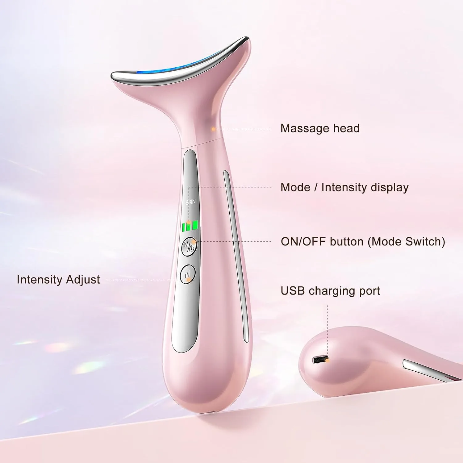 Facial & Eye Massager, Dual Massage Heads, Constant Temperature Heat & Vibration, Anti-Aging, Reduce Puffiness for Radiant Skin