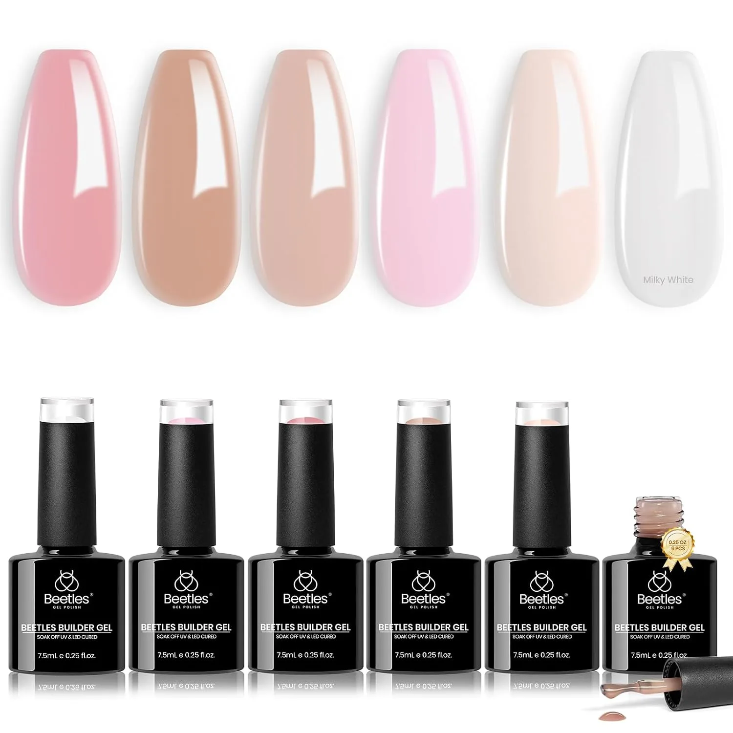 Gel Constructor Beetles Set 6 Colores Nude Rosa 8 en 1