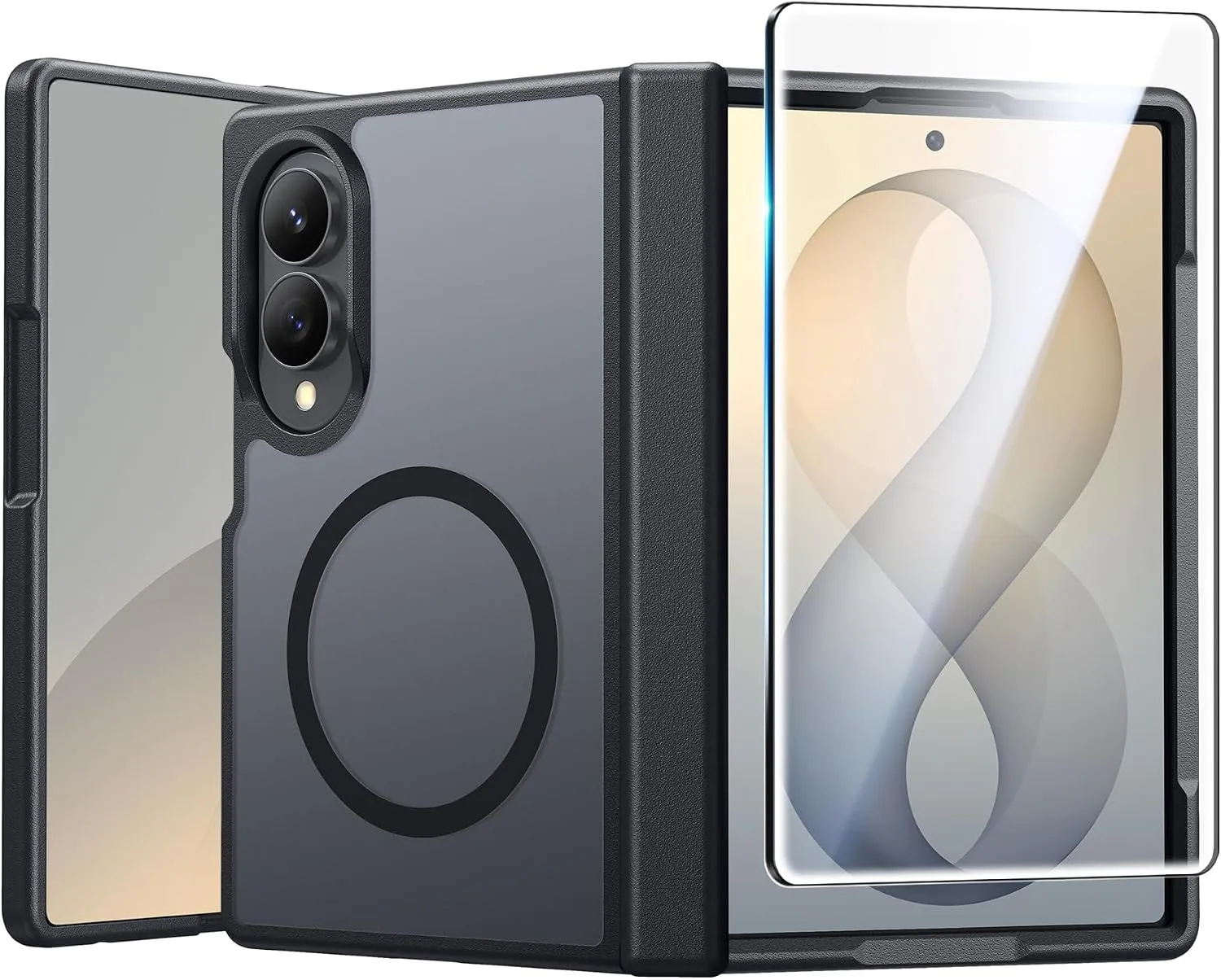FNTCASE for Samsung Galaxy Z Fold 8 Case Fit for MagSafe Black