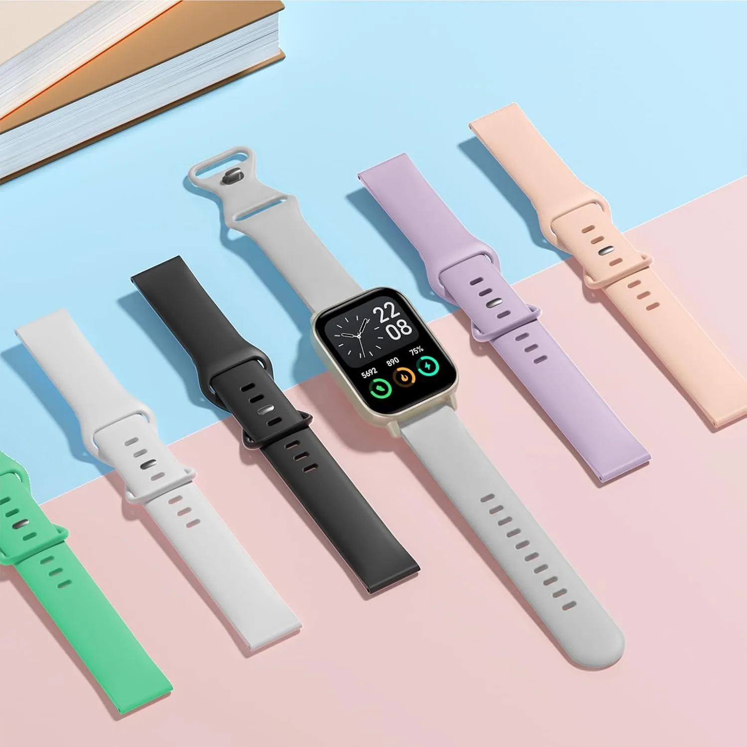 Compatible with Veryfit Smart Watch Bands IDW13 IDW16 IDW19 IDW26 IDW28, 6-Pack 22mm Quick Release Soft Silicone Sport Straps Replacement Wristband