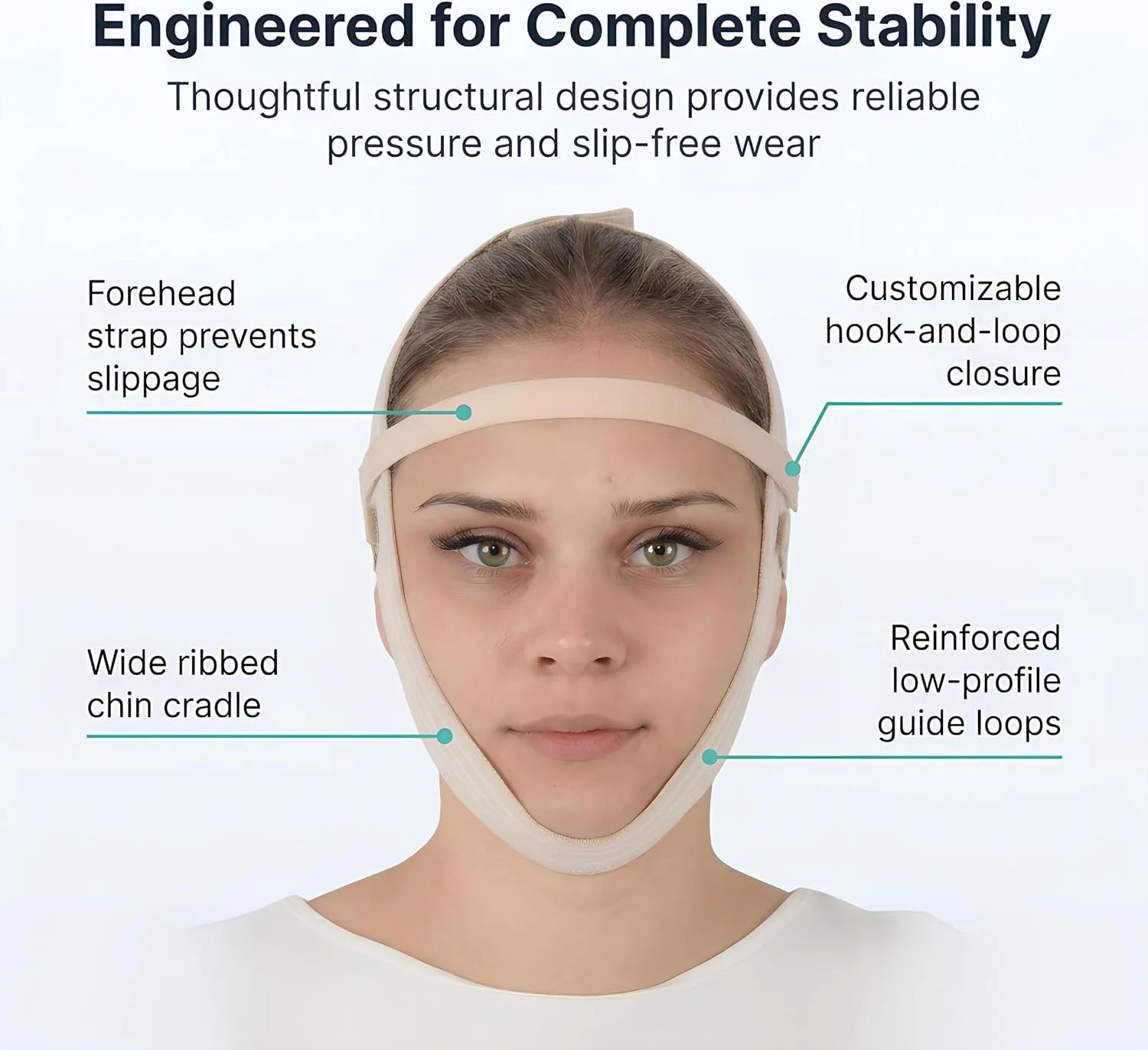 Post Surgery Facial Compression Garment Chin Strap Band, Double Chin Face Wrap Tape, Jawline Exerciser, Face Slimmer, Jowl Tightening, Chin Lifting Belt