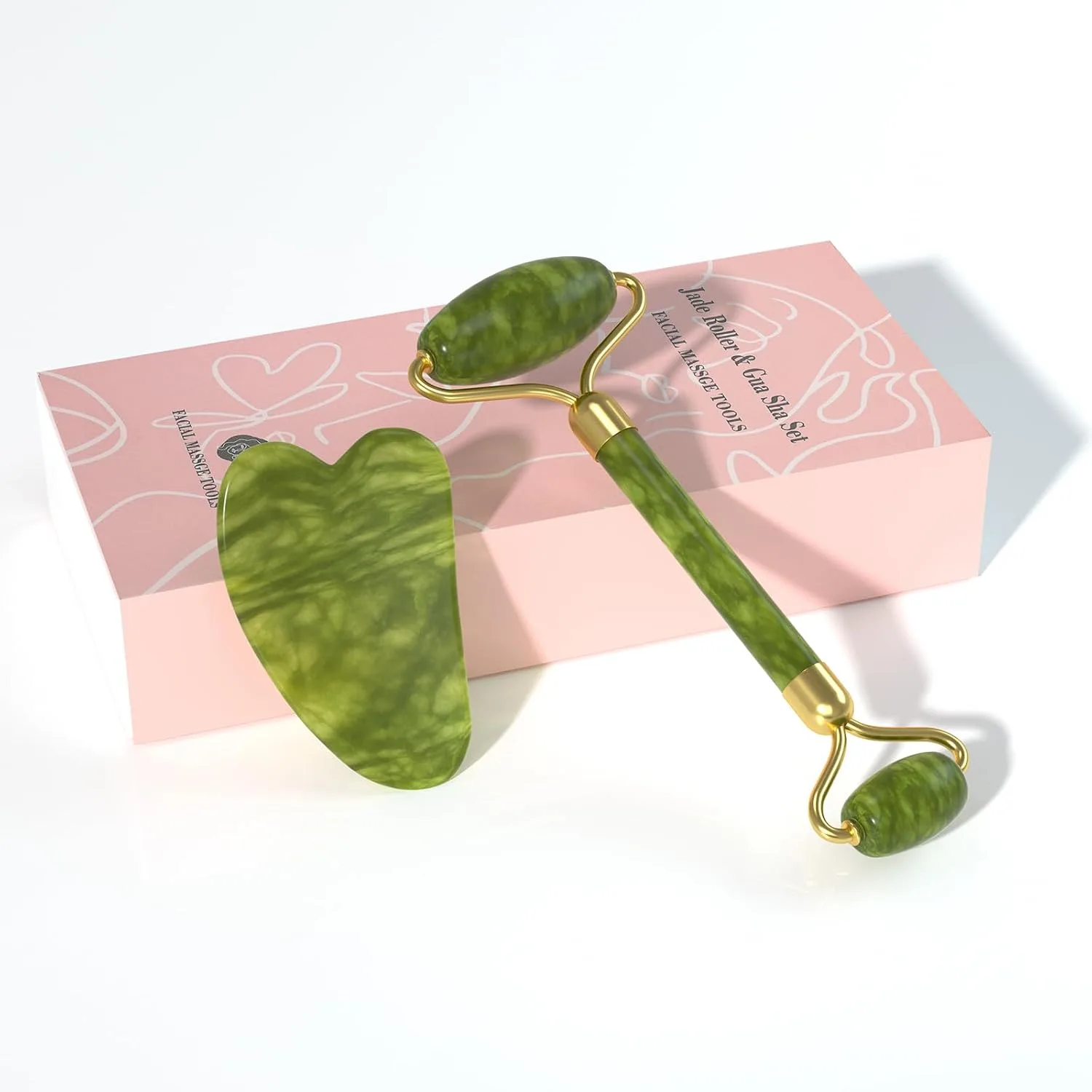 Gua Sha & Jade Roller Set for Face and Body
