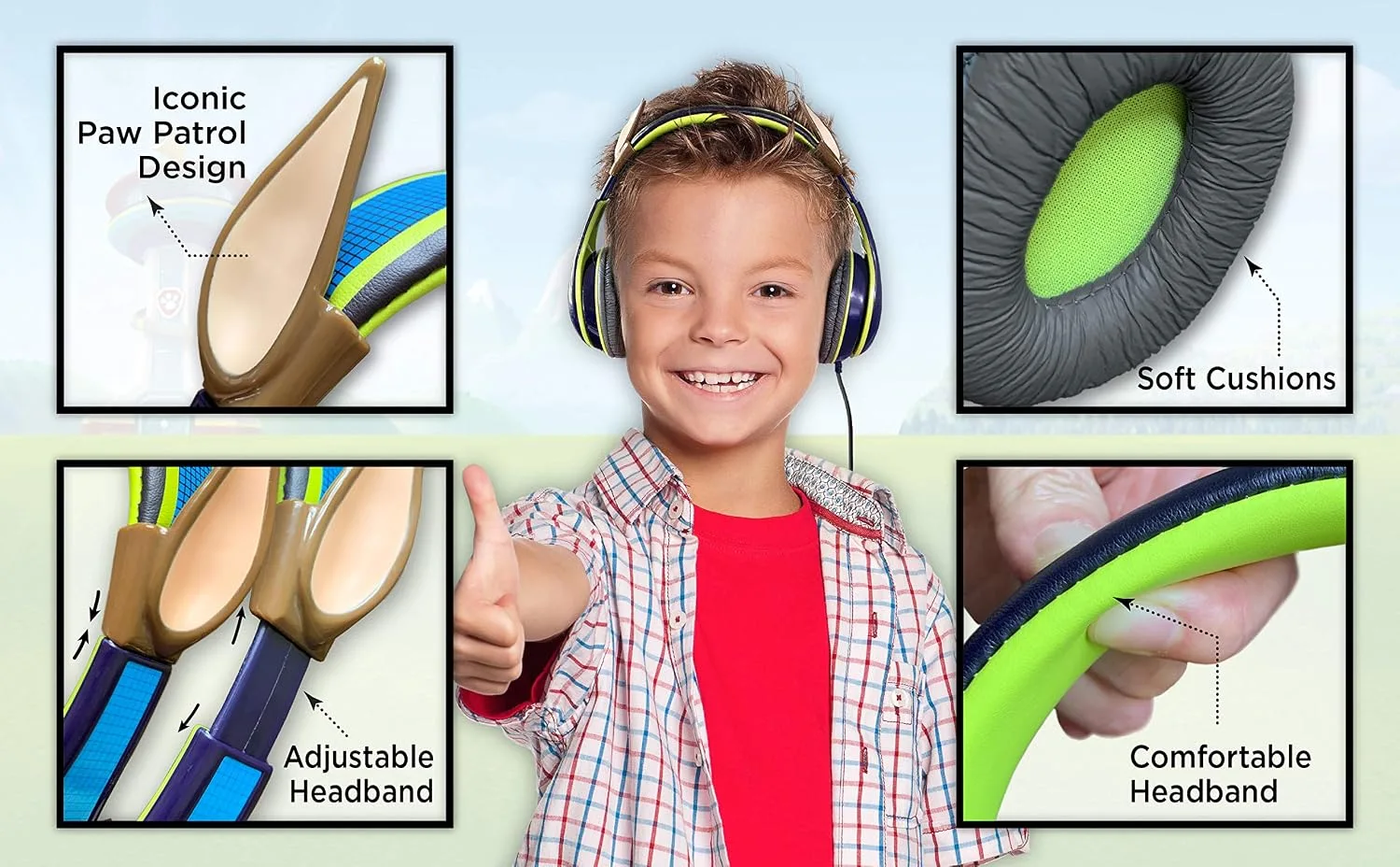 Paw Patrol Chase Headphones for Kids with Built in Volume Limiting Feature for Kid Friendly Safe Listening