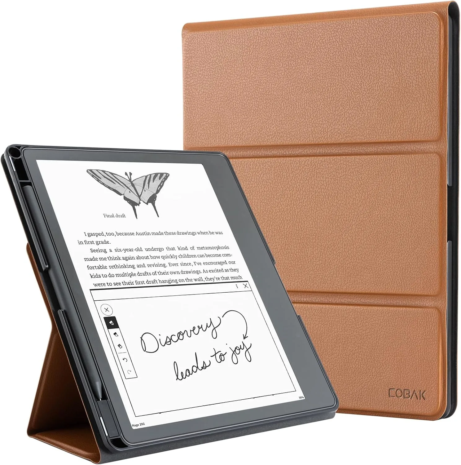 CoBak Stand Case for Kindle Scribe - Premium Folio Leather Cover with Pen Holder, Auto Sleep/Wake - Compatible with 10.2 Inch Kindle Scribe (2022/2024 Release)