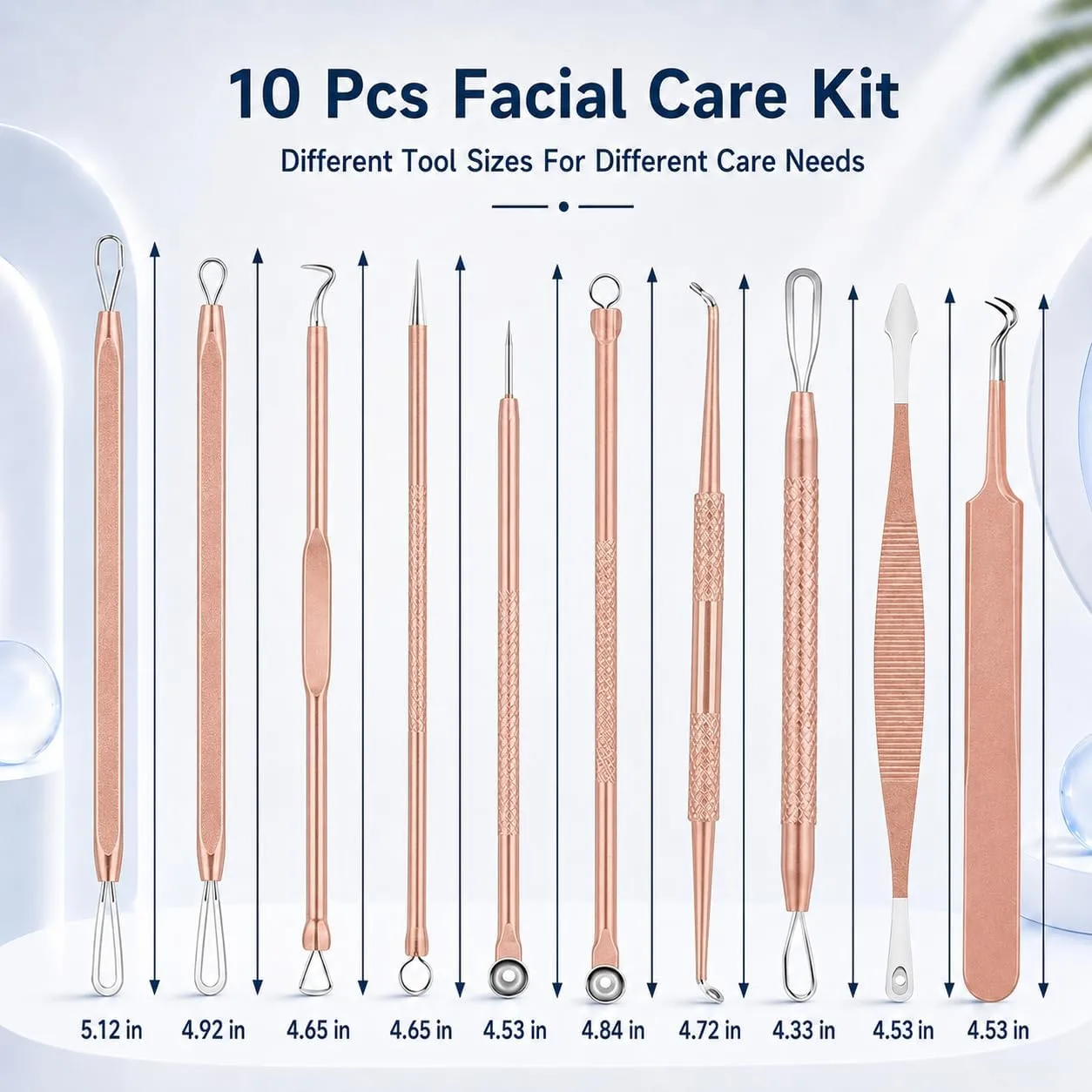 Pimple Popper Tool Kit, MENOLY 10 Pcs Blackhead Remover Comedone Extractor Acne Removal Kit for Blemish, Whitehead Popping,Zit Removing for Nose Face Tools with a Leather Bag (Rose Gold)